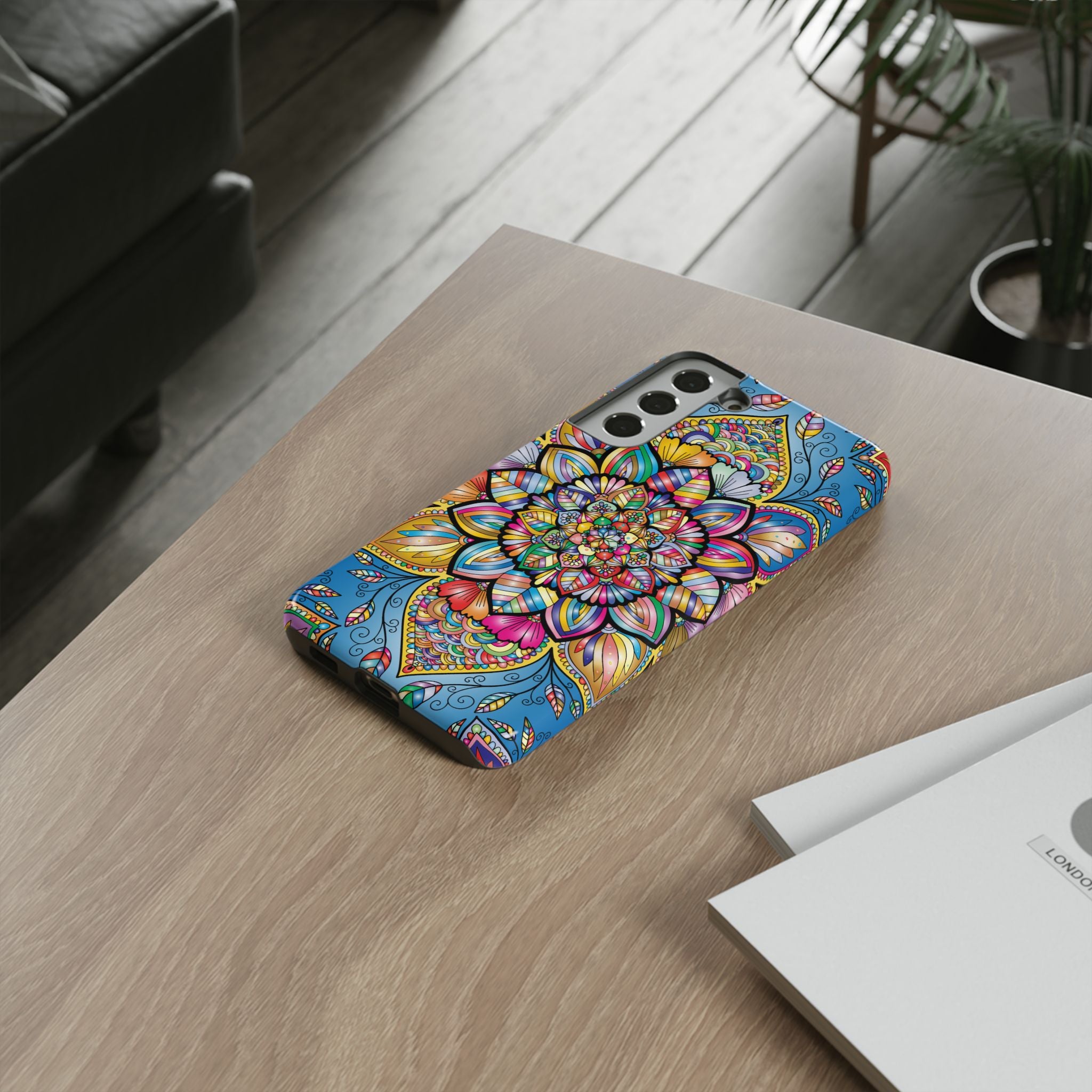 Vibrant Floral Phone Case, Tough Phone Cover, Colorful Mobile Accessory, Artistic Gift, Mandala Design, Everyday Use