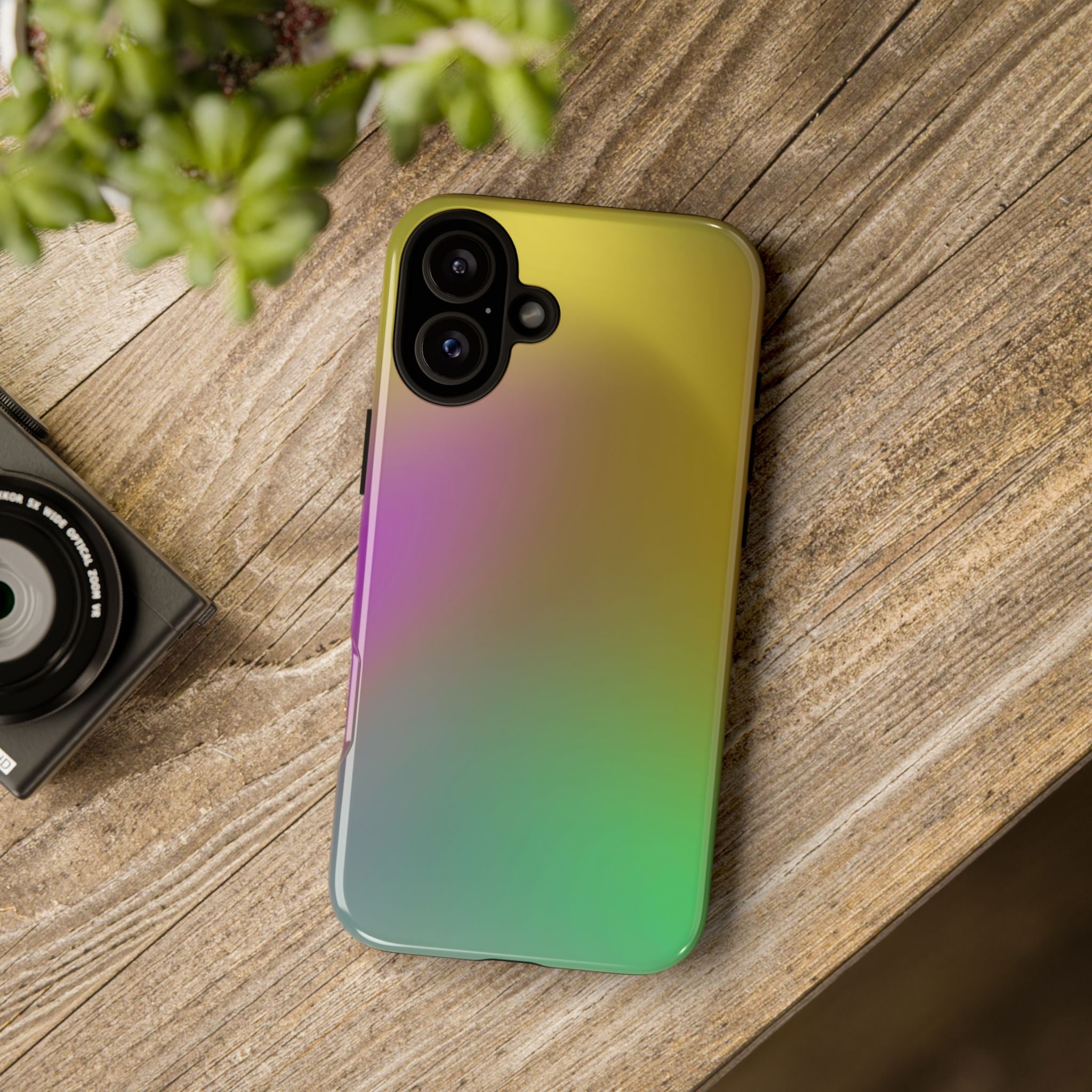 Vibrant Phone Case, Tough Cases, Colorful Phone Cover, Durable Mobile Case, Yellow Green Gradient Design