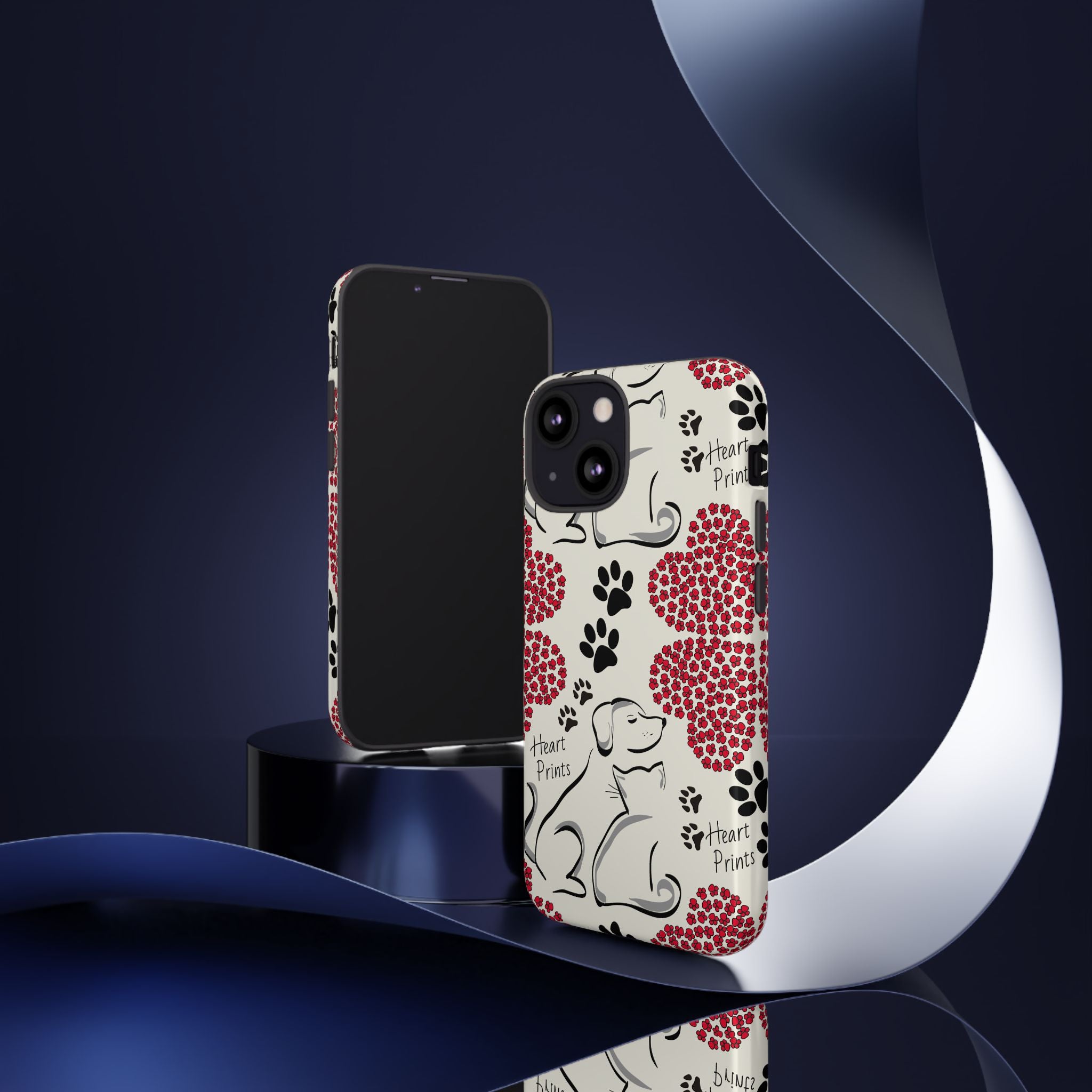 Stylish Phone Case with Heart Prints for Pet Lovers, Dog Lover Gift, Floral Pattern, Customizable Design, Cute Animal Accessories