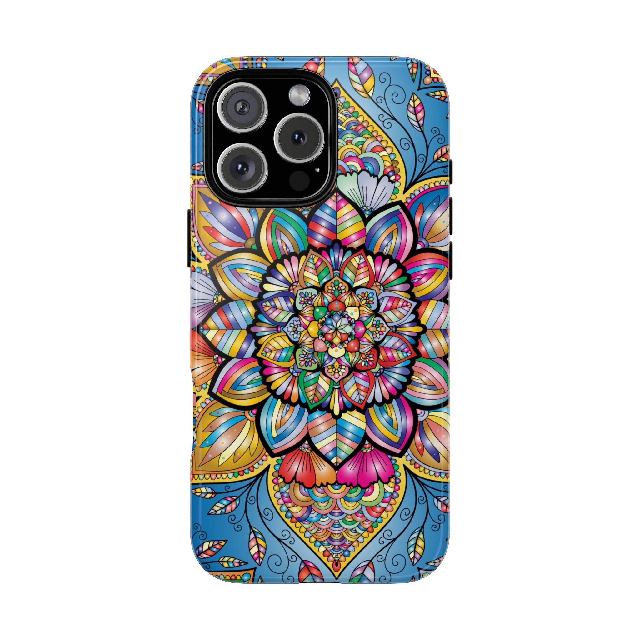 Vibrant Floral Phone Case, Tough Phone Cover, Colorful Mobile Accessory, Artistic Gift, Mandala Design, Everyday Use