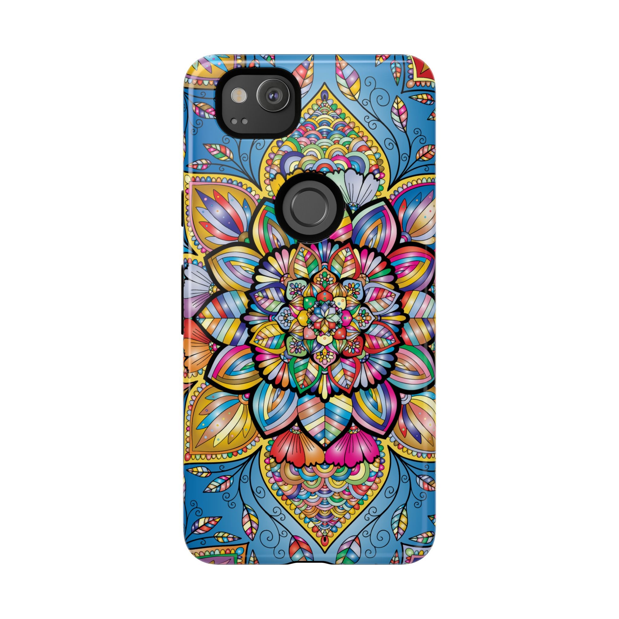 Vibrant Floral Phone Case, Tough Phone Cover, Colorful Mobile Accessory, Artistic Gift, Mandala Design, Everyday Use