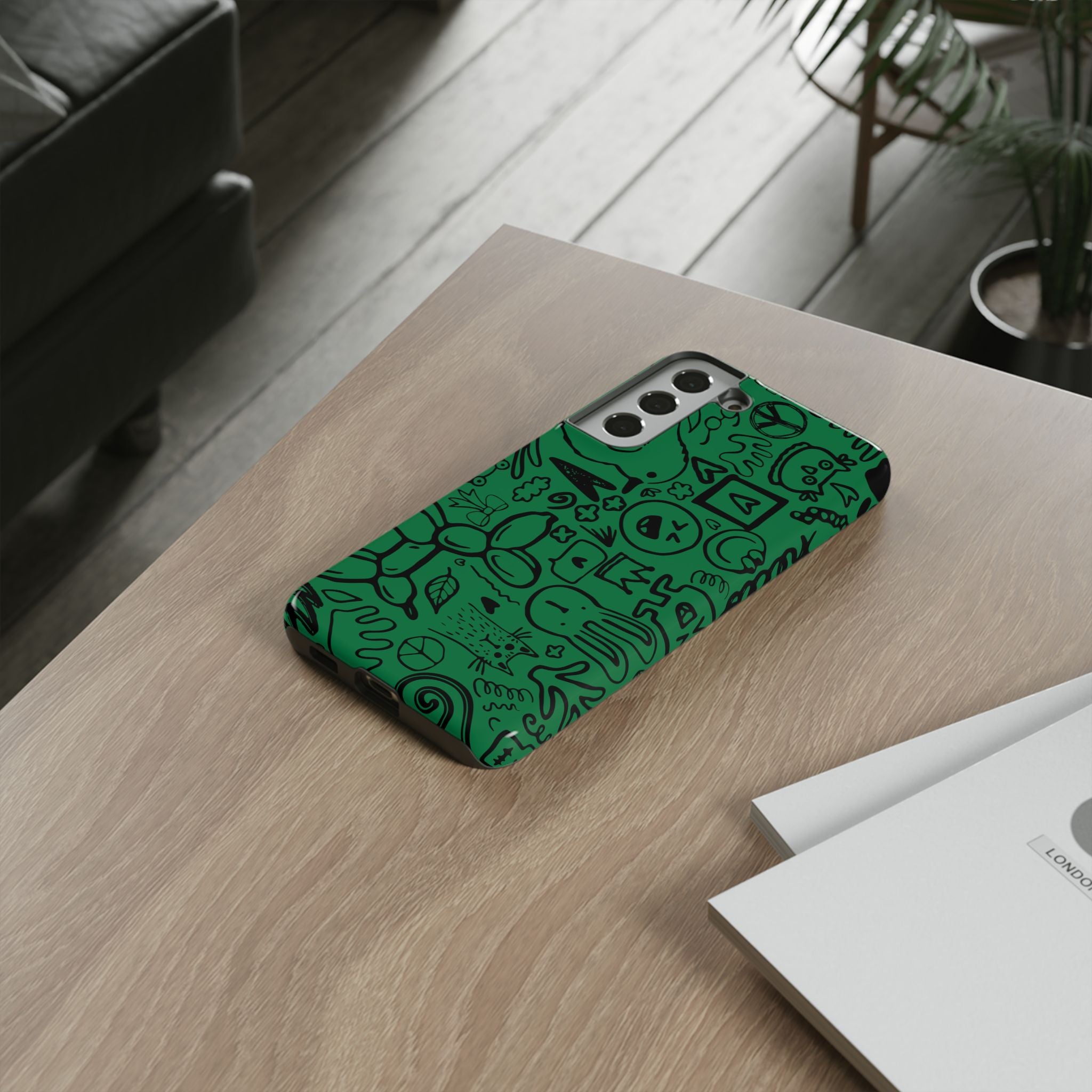 Playful Phone Case, Vibrant Green Tough Case, Quirky Graphic Design, Unique Gift for Kids, Fun Accessories, Christmas, Birthday