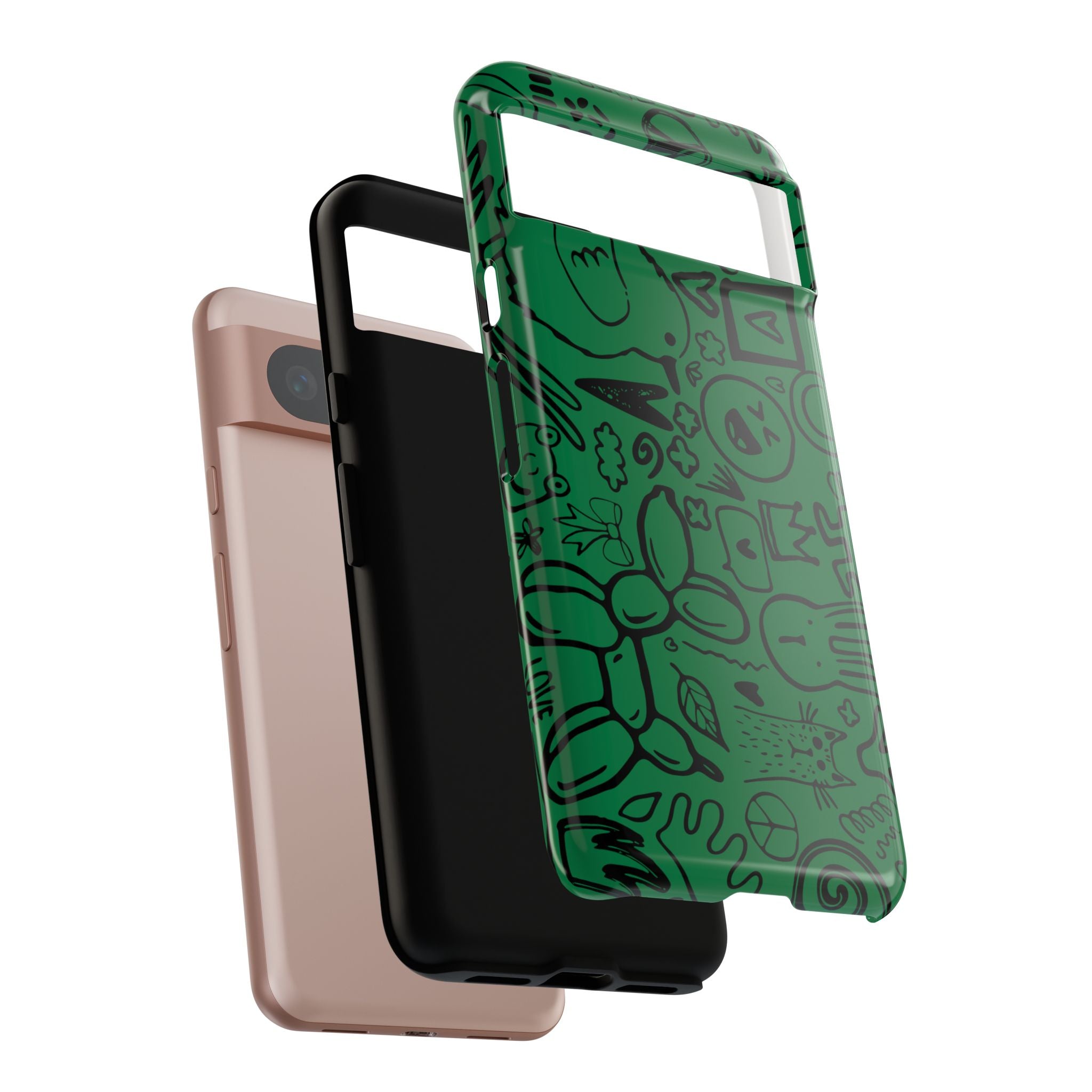 Playful Phone Case, Vibrant Green Tough Case, Quirky Graphic Design, Unique Gift for Kids, Fun Accessories, Christmas, Birthday