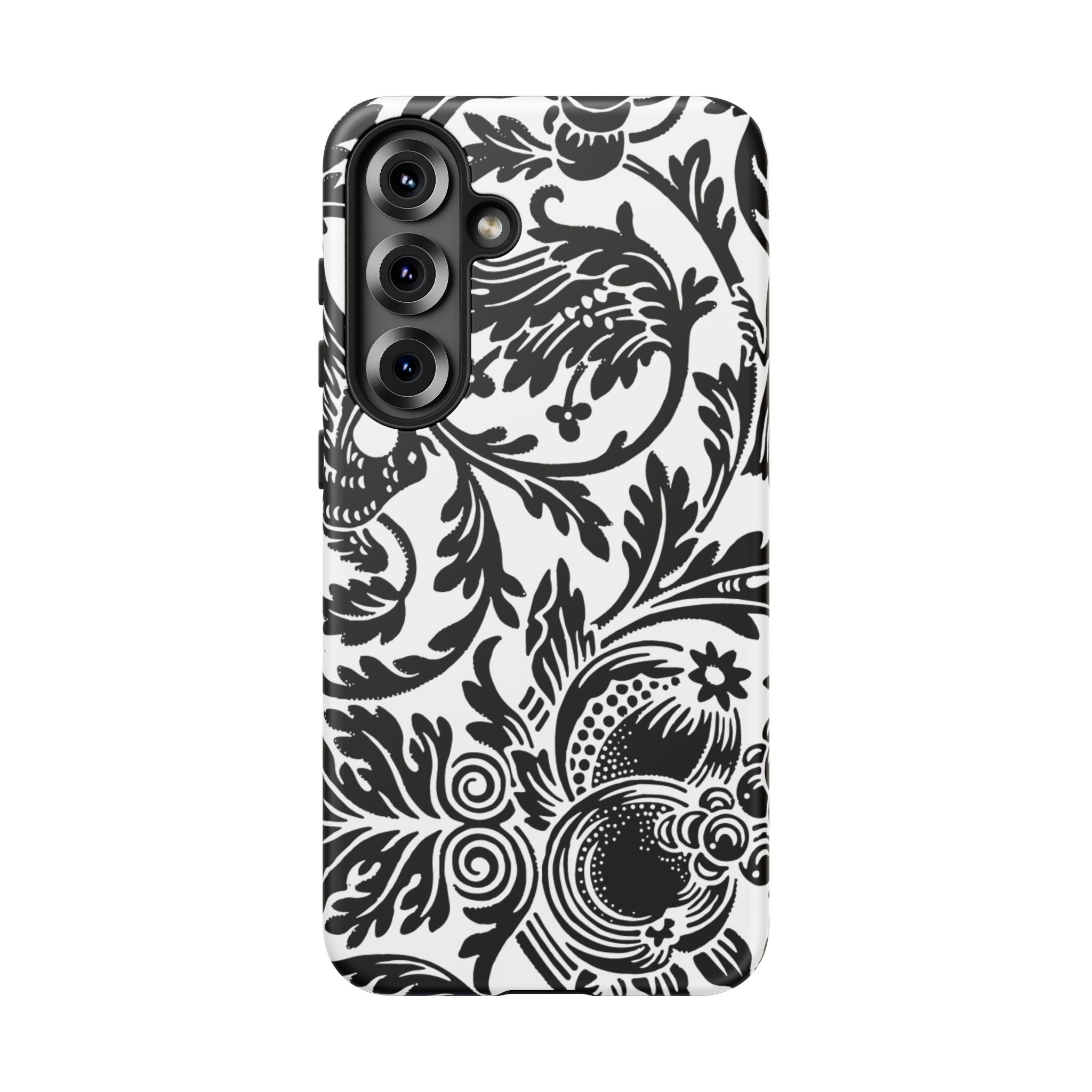Elegant Black Floral Phone Case, Tough Cases, Stylish Phone Protection, Gift for Her, Floral Design, Trendy Accessories