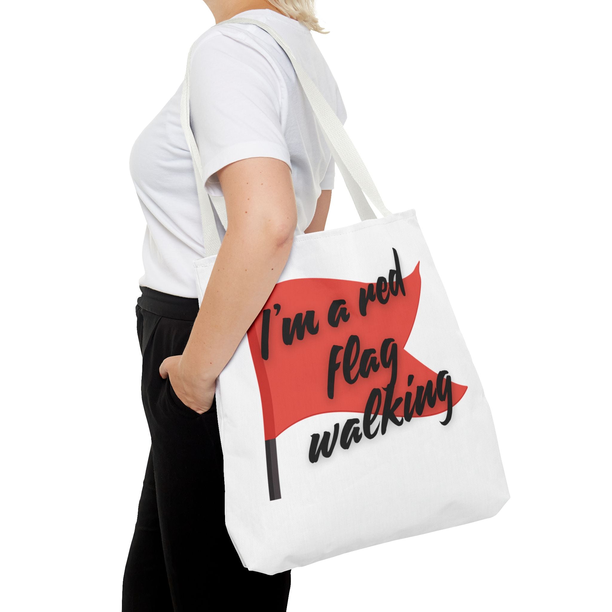 Red Flag Tote Bag, Fun Gift for Friends, Perfect for Beach Days, Casual Shopping, and Everyday Use