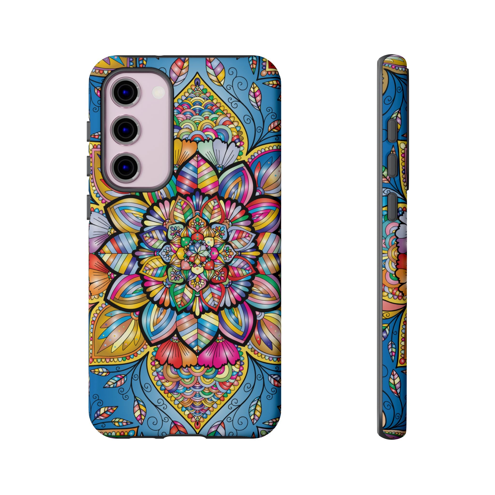 Vibrant Floral Phone Case, Tough Phone Cover, Colorful Mobile Accessory, Artistic Gift, Mandala Design, Everyday Use