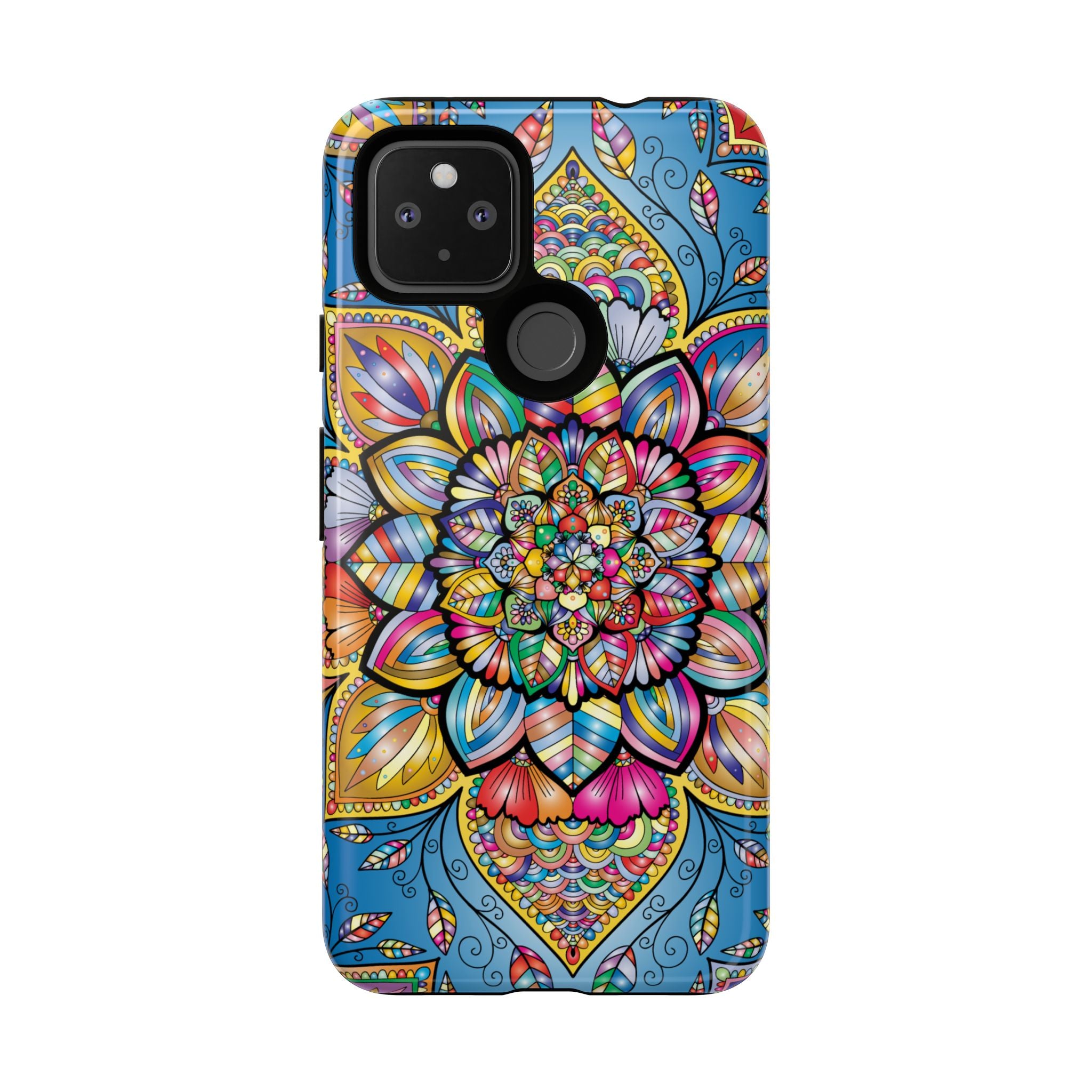 Vibrant Floral Phone Case, Tough Phone Cover, Colorful Mobile Accessory, Artistic Gift, Mandala Design, Everyday Use