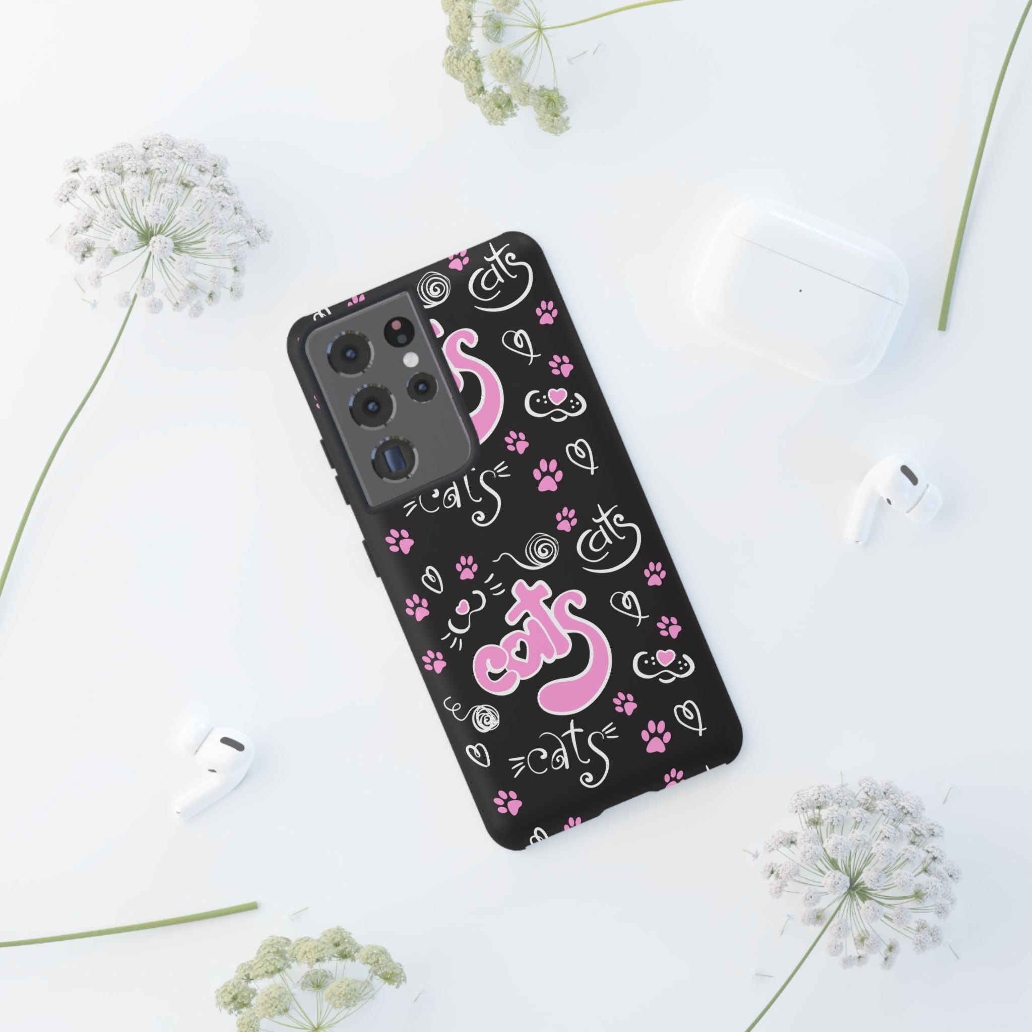 Cute Cat Print Phone Cases, Tough Cases for Cat Lovers, Pet Phone Cover, Gift for Cat Moms, Stylish Phone Accessories