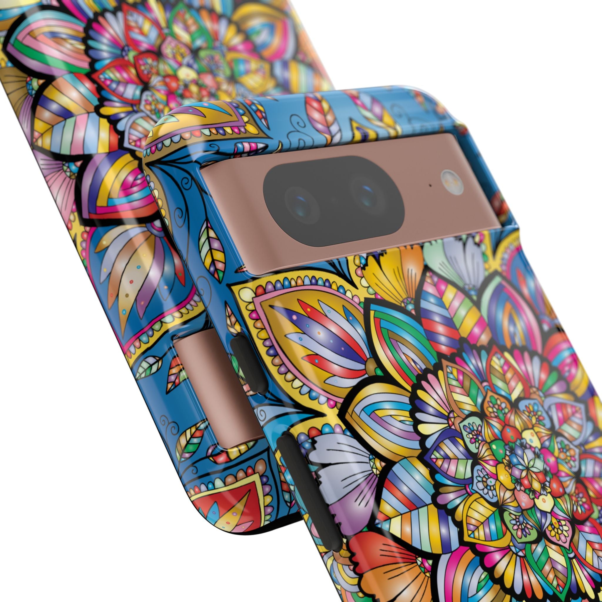 Vibrant Floral Phone Case, Tough Phone Cover, Colorful Mobile Accessory, Artistic Gift, Mandala Design, Everyday Use