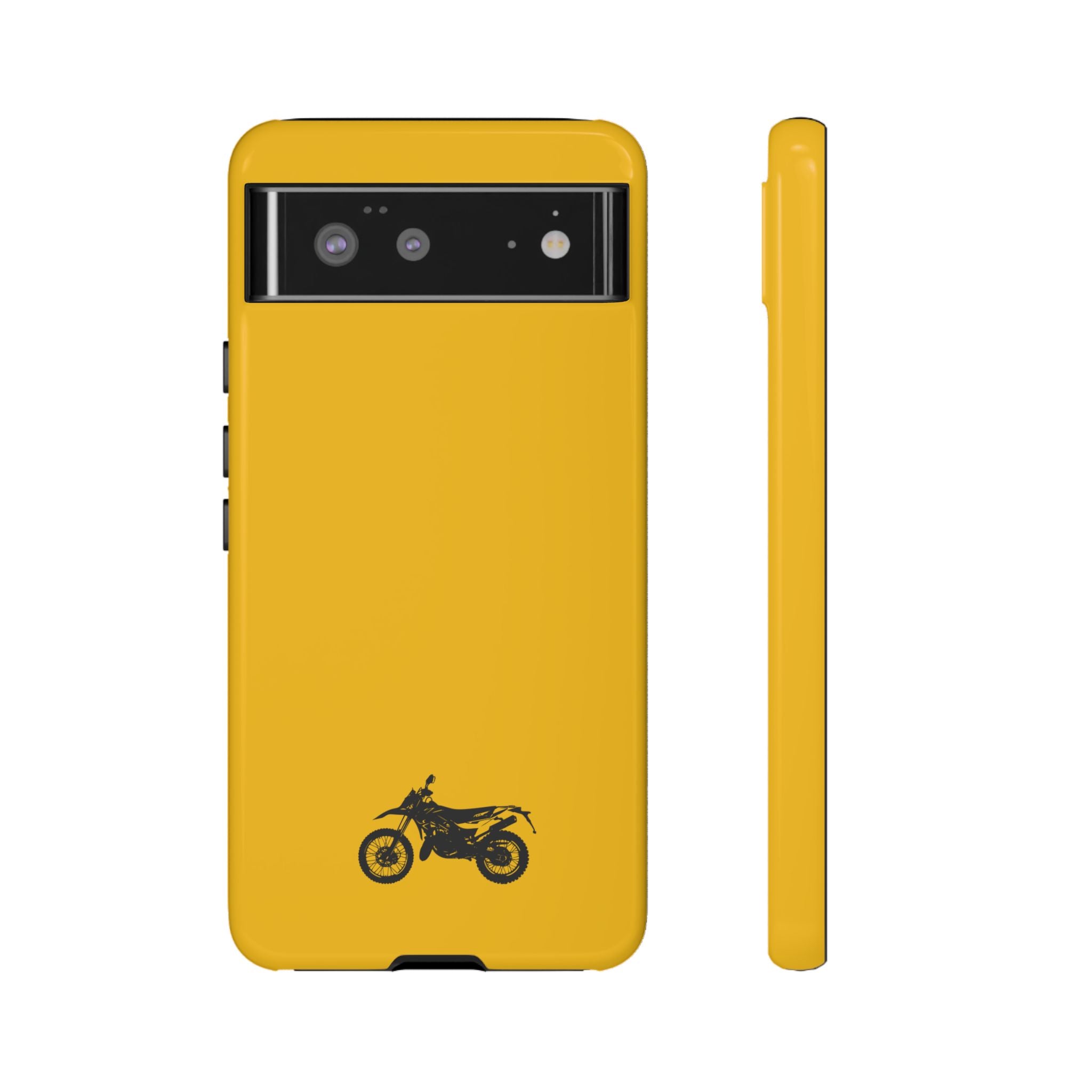 Motorcycle Phone Case, Tough Phone Cover, Gift for Bikers, Durable Tech Accessory, Yellow Motorcycle Design