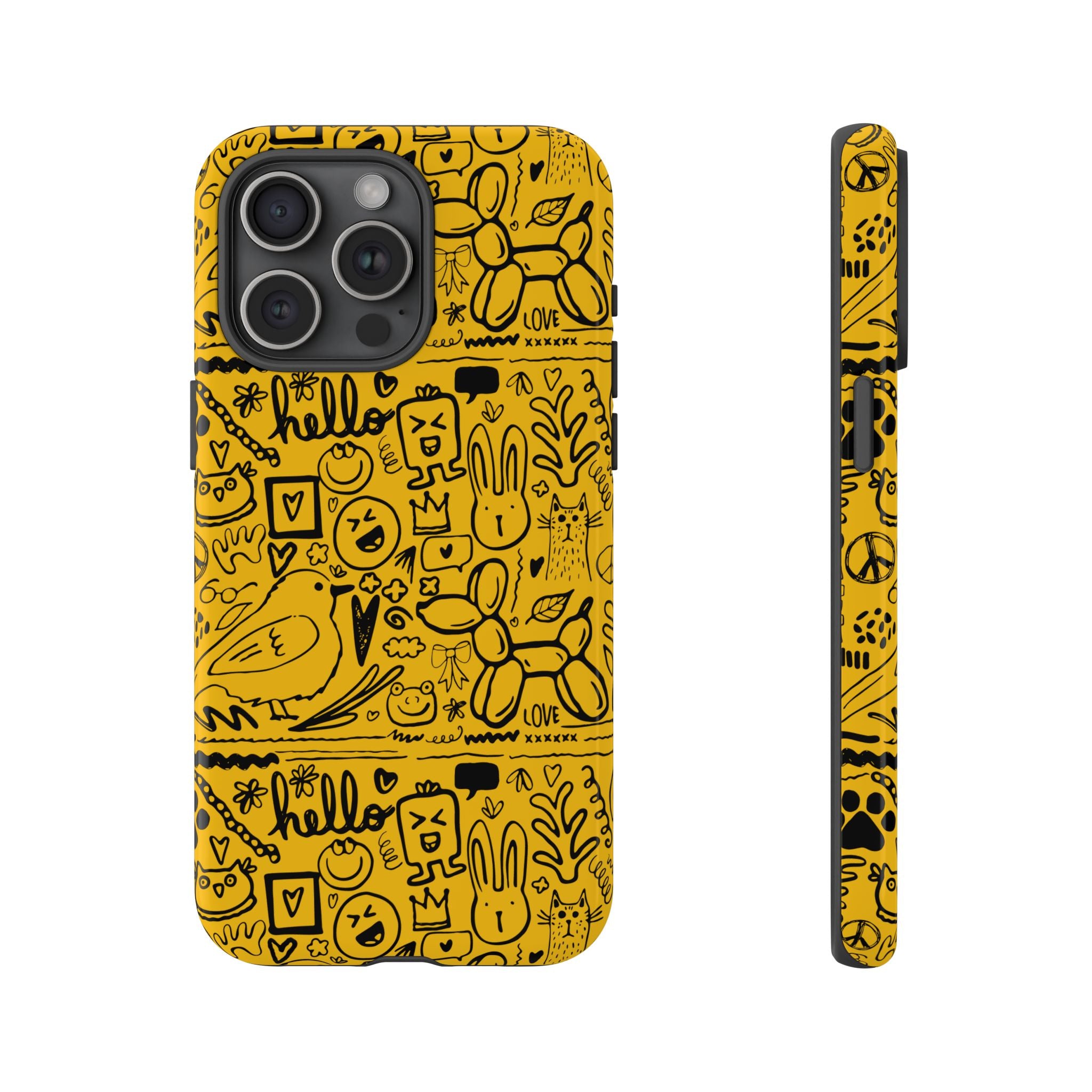 Vibrant Phone Case, Cute Yellow Floral iPhone Cover, Stylish Tough Case, Fun Phone Accessory, Perfect Gift for Teens