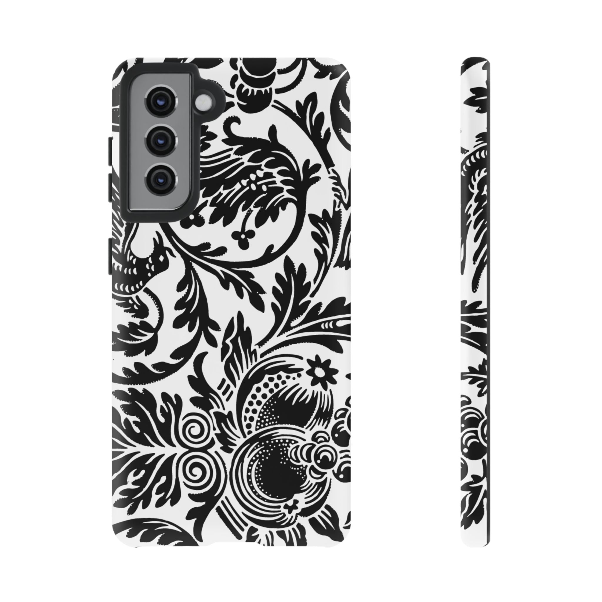 Elegant Black Floral Phone Case, Tough Cases, Stylish Phone Protection, Gift for Her, Floral Design, Trendy Accessories