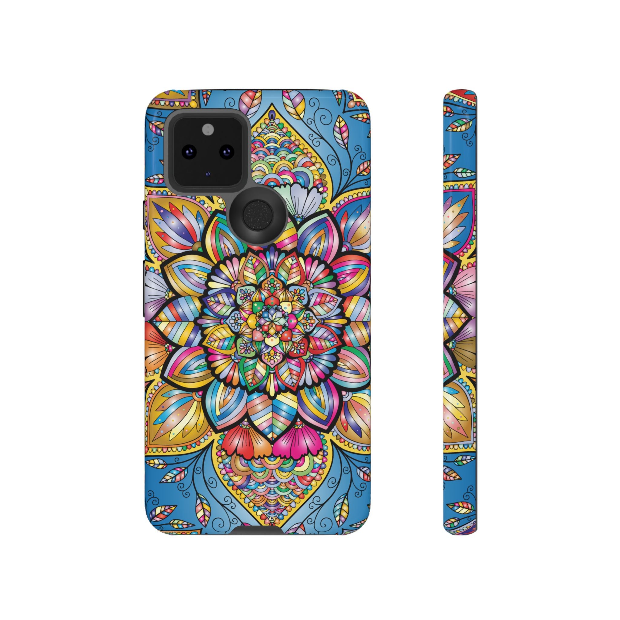 Vibrant Floral Phone Case, Tough Phone Cover, Colorful Mobile Accessory, Artistic Gift, Mandala Design, Everyday Use
