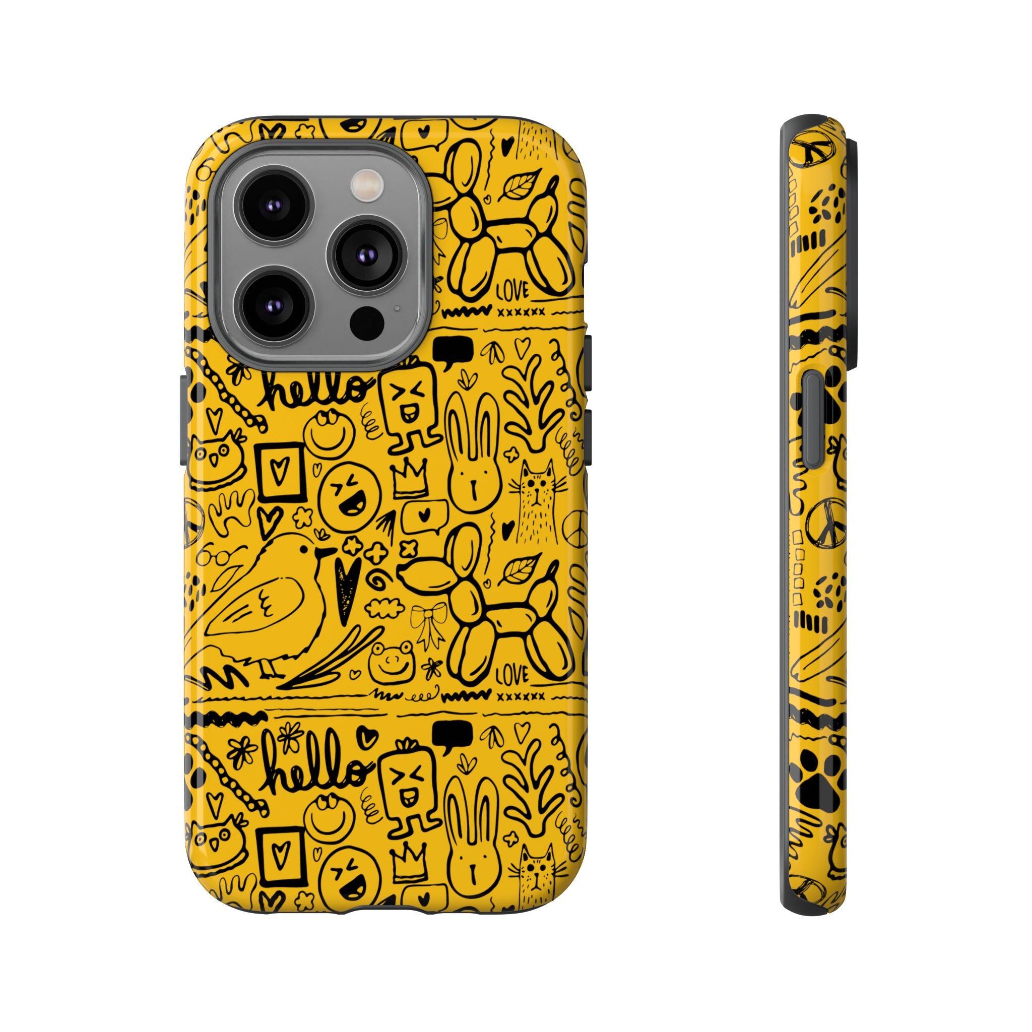 Vibrant Phone Case, Cute Yellow Floral iPhone Cover, Stylish Tough Case, Fun Phone Accessory, Perfect Gift for Teens
