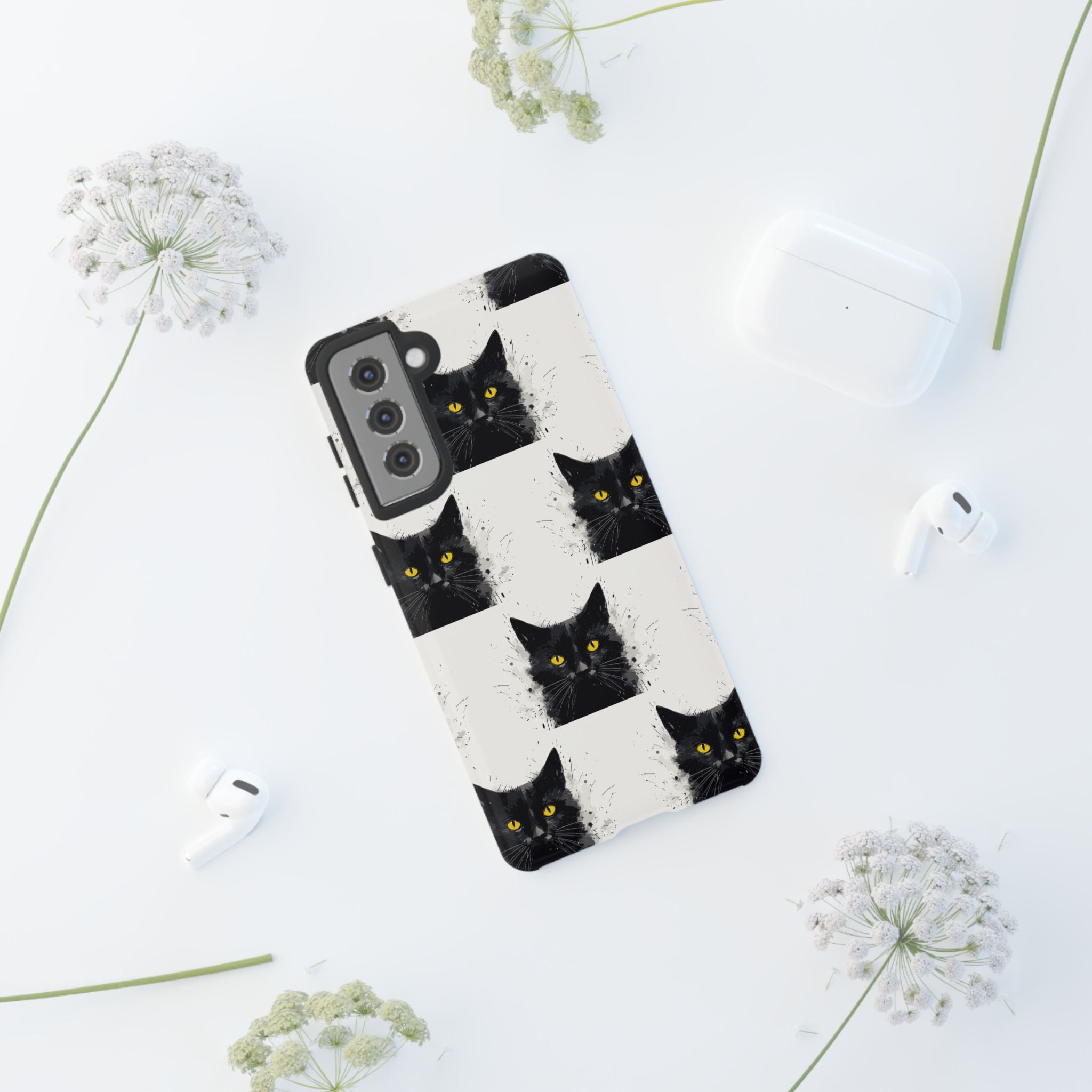 Black Cat Phone Case, Tough Cases, Cat Lover Gift, Unique Design, Halloween, Animal Accessories, Custom Phone Cover