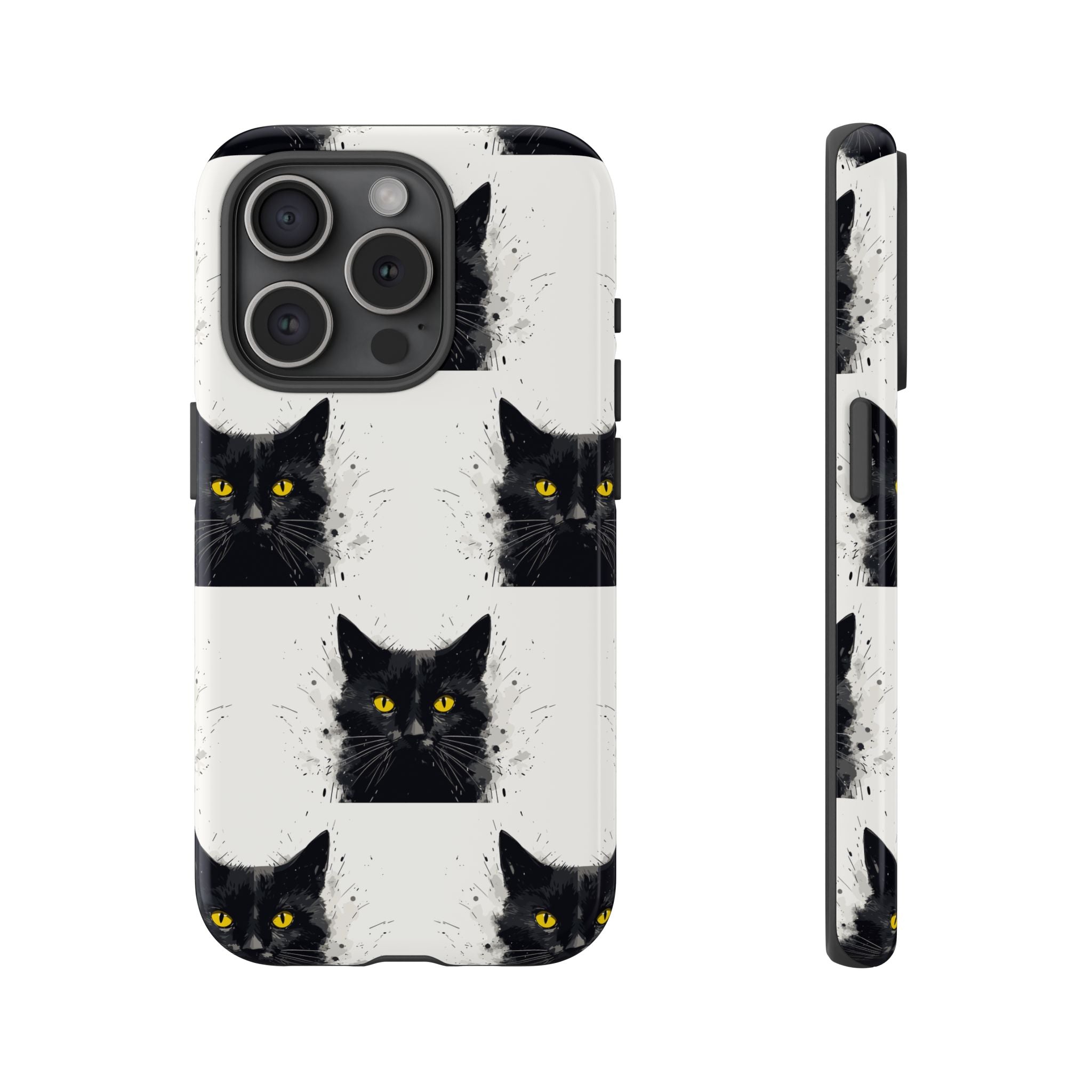 Black Cat Phone Case, Tough Cases, Cat Lover Gift, Unique Design, Halloween, Animal Accessories, Custom Phone Cover