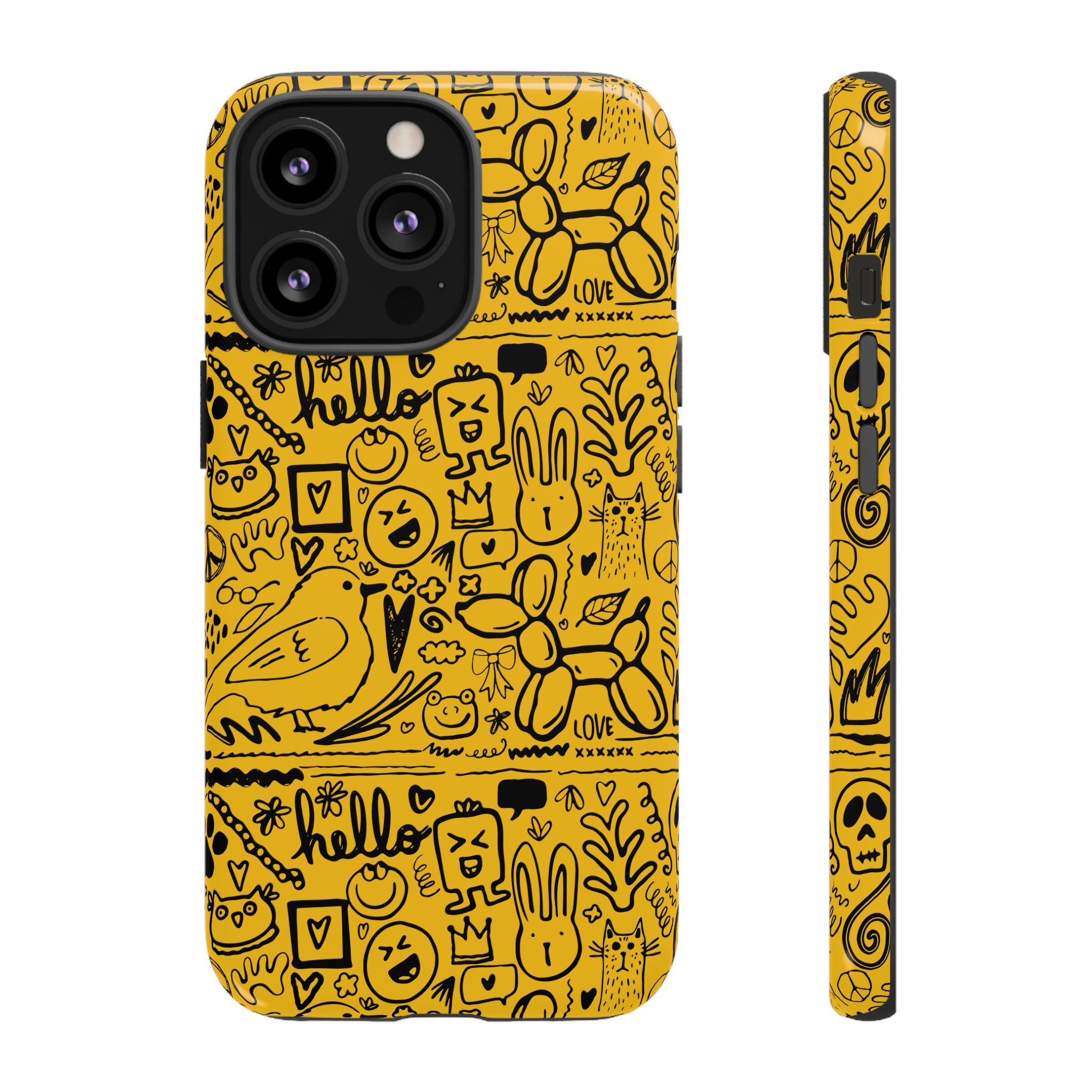 Vibrant Phone Case, Cute Yellow Floral iPhone Cover, Stylish Tough Case, Fun Phone Accessory, Perfect Gift for Teens