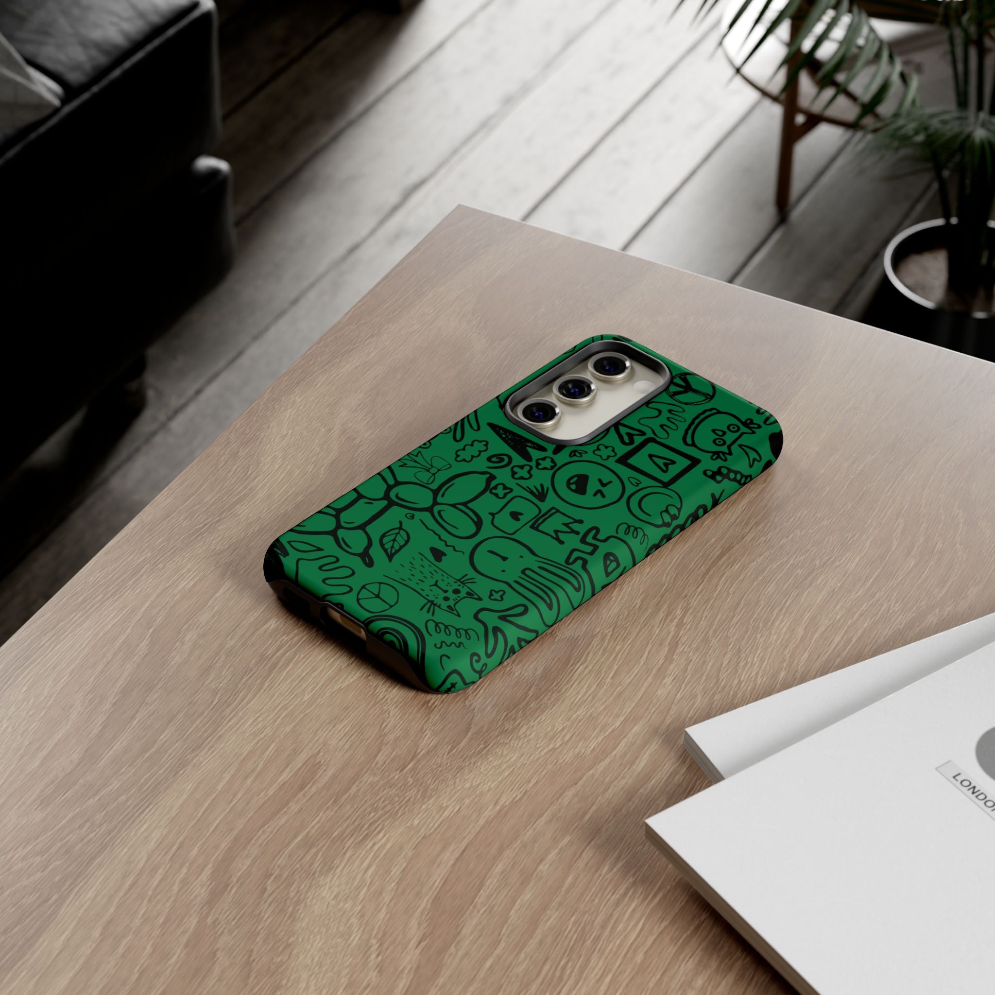 Playful Phone Case, Vibrant Green Tough Case, Quirky Graphic Design, Unique Gift for Kids, Fun Accessories, Christmas, Birthday