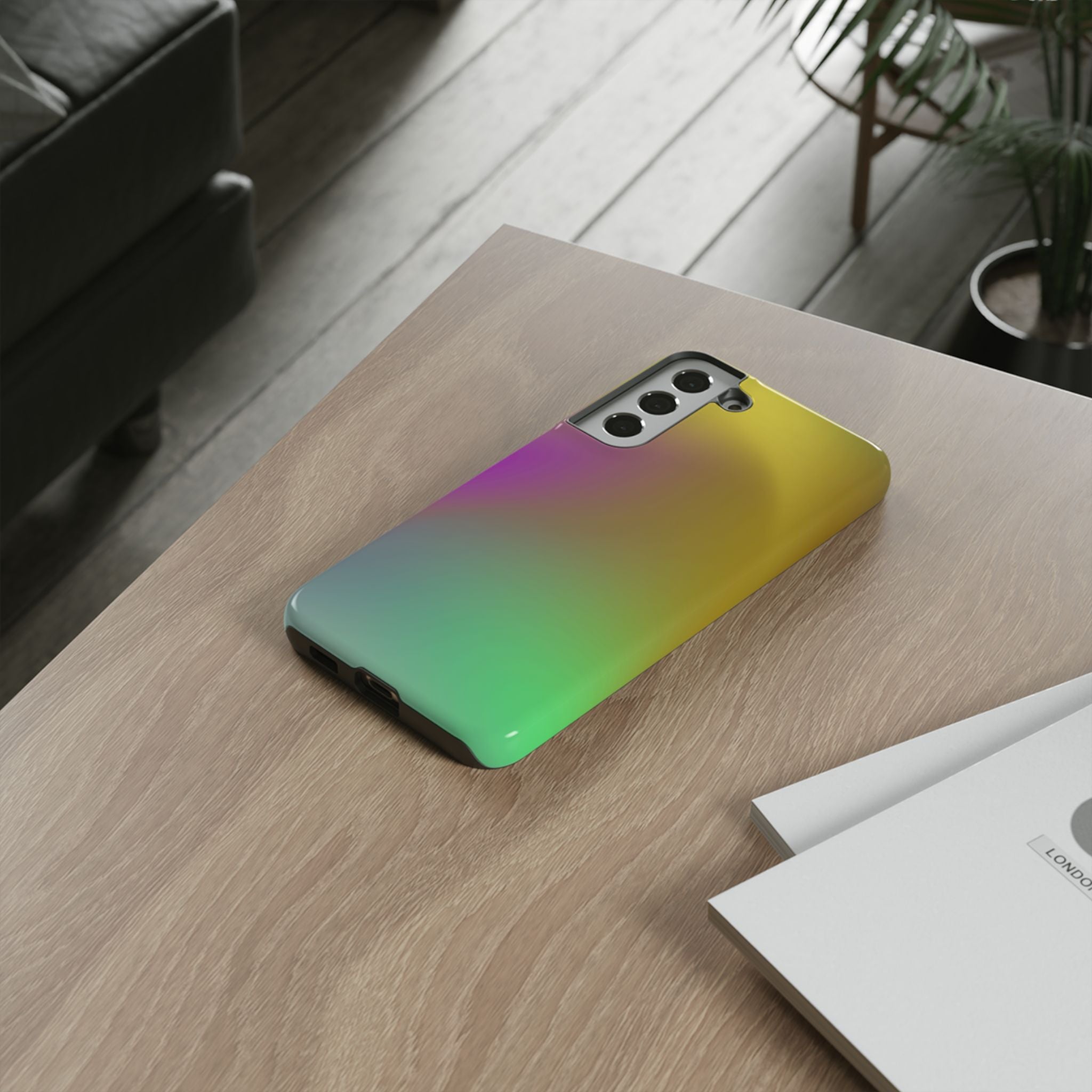 Vibrant Phone Case, Tough Cases, Colorful Phone Cover, Durable Mobile Case, Yellow Green Gradient Design