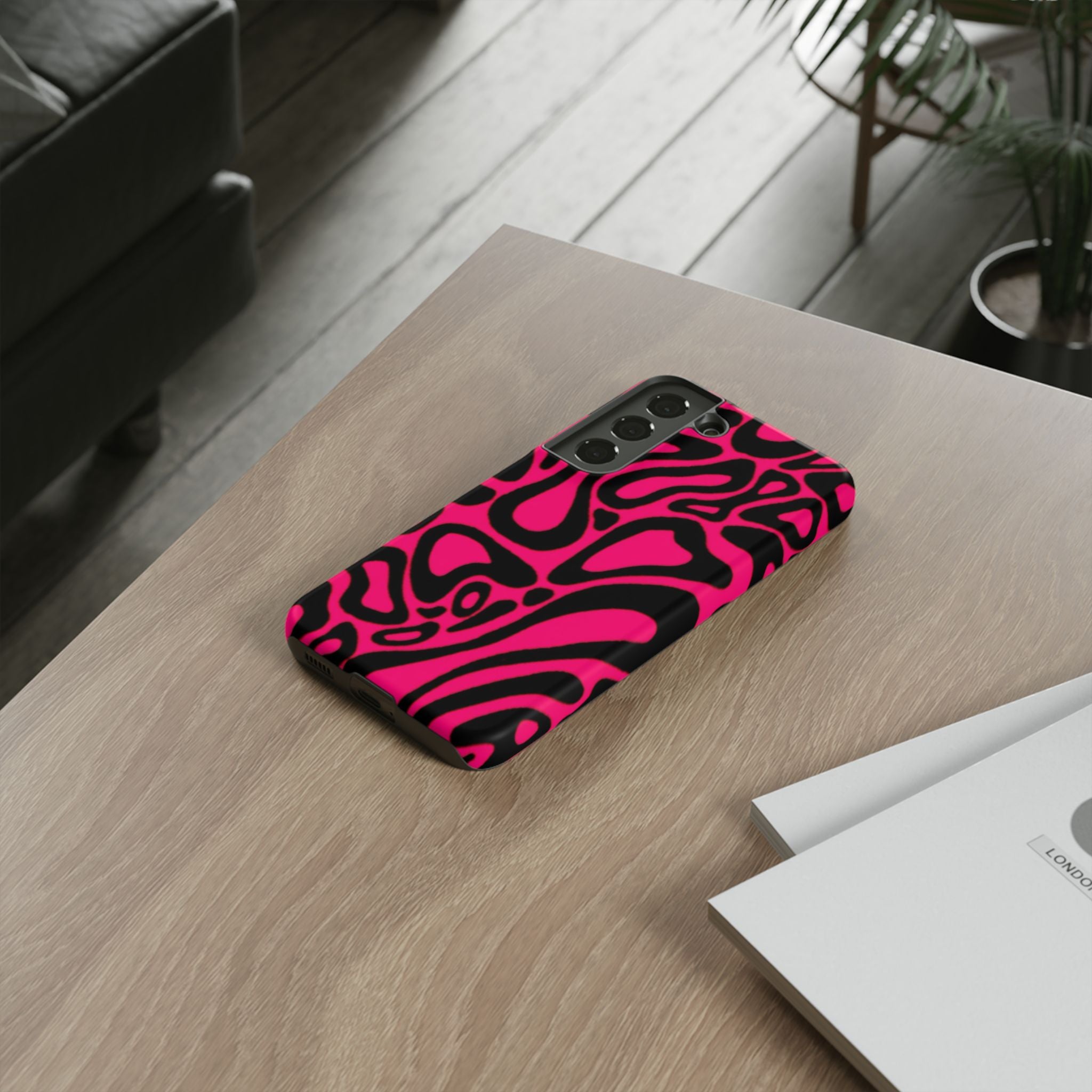Bold Pink Patterned Phone Case, Stylish Tough Case, Trendy Accessory, Gift for Her, Tech Protection