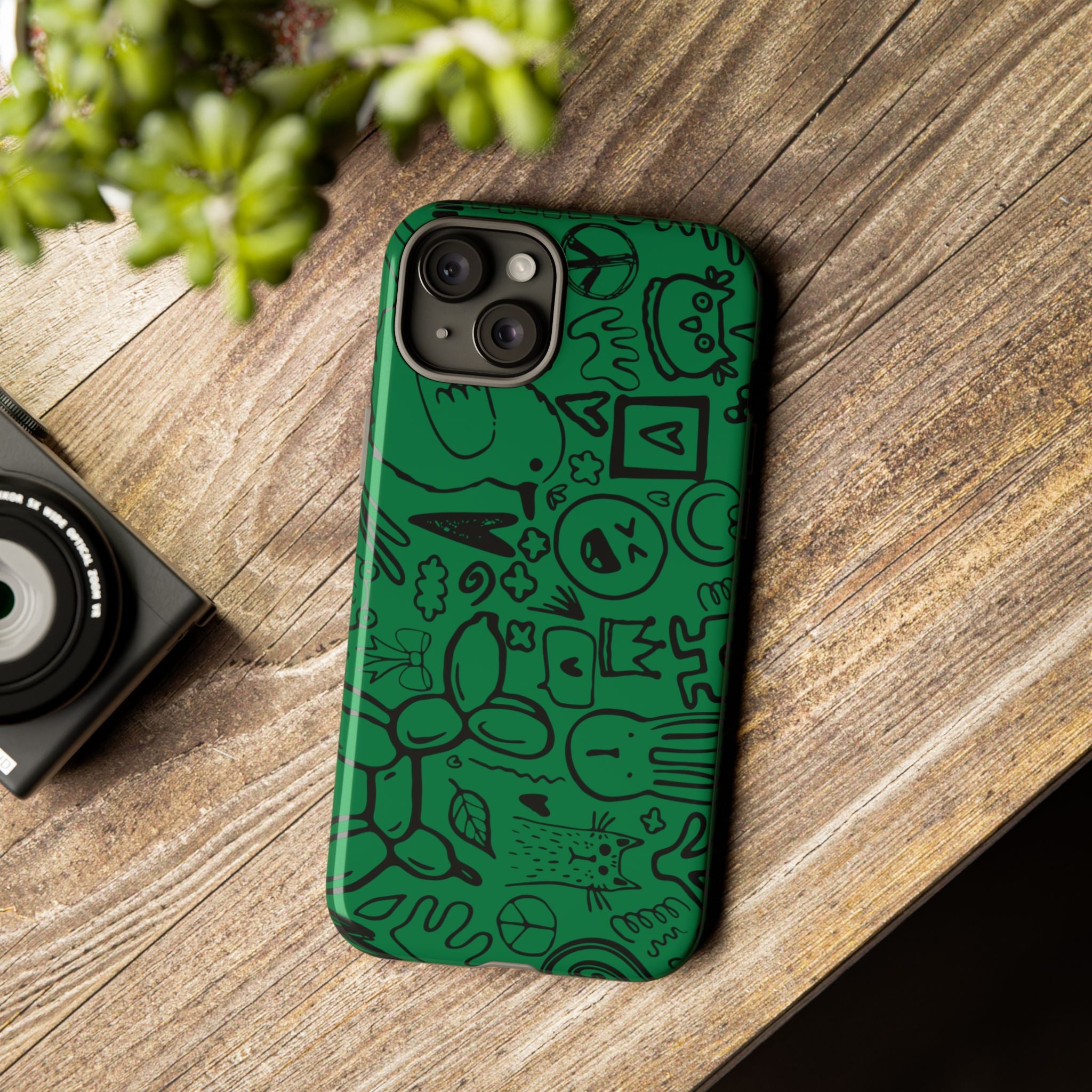 Playful Phone Case, Vibrant Green Tough Case, Quirky Graphic Design, Unique Gift for Kids, Fun Accessories, Christmas, Birthday