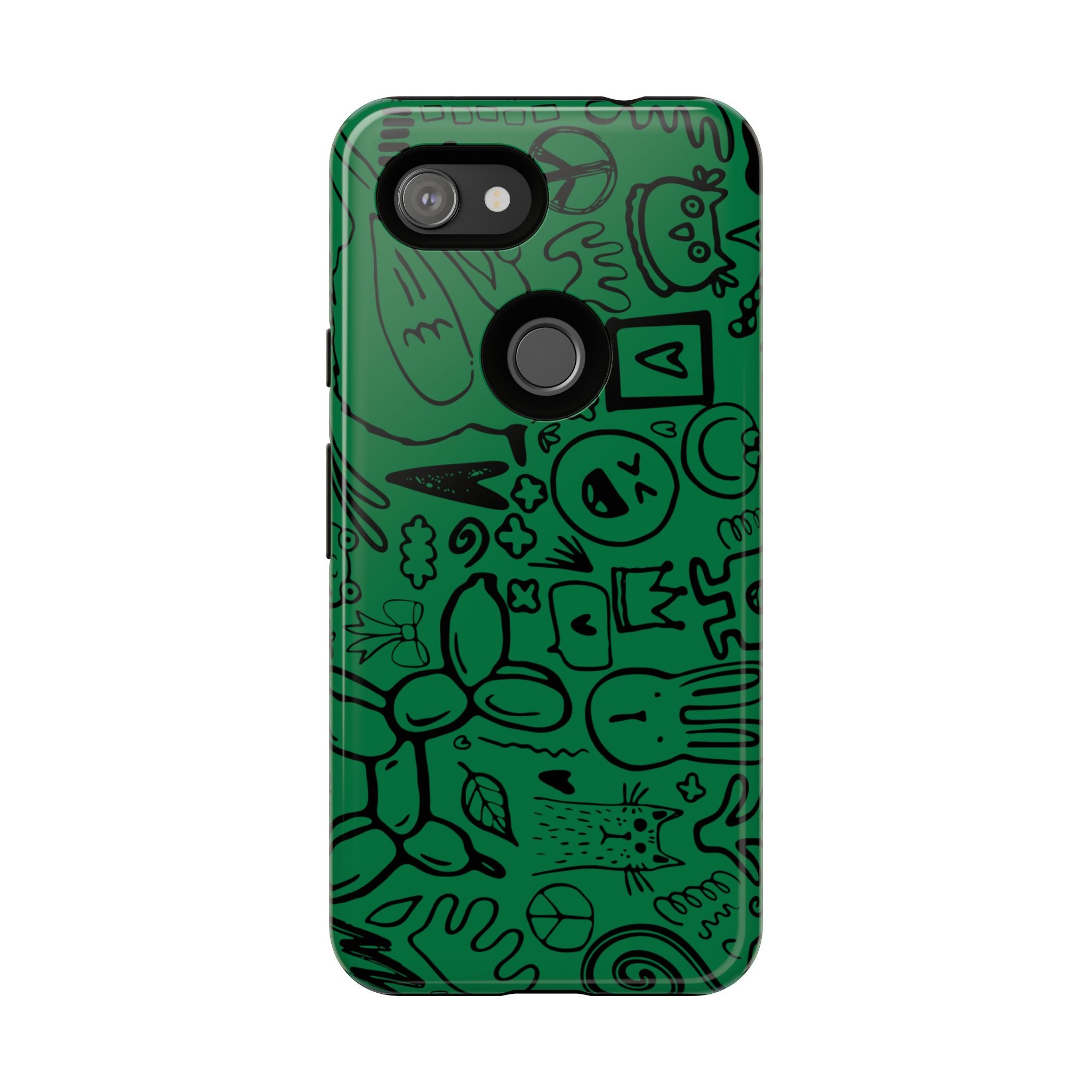 Playful Phone Case, Vibrant Green Tough Case, Quirky Graphic Design, Unique Gift for Kids, Fun Accessories, Christmas, Birthday