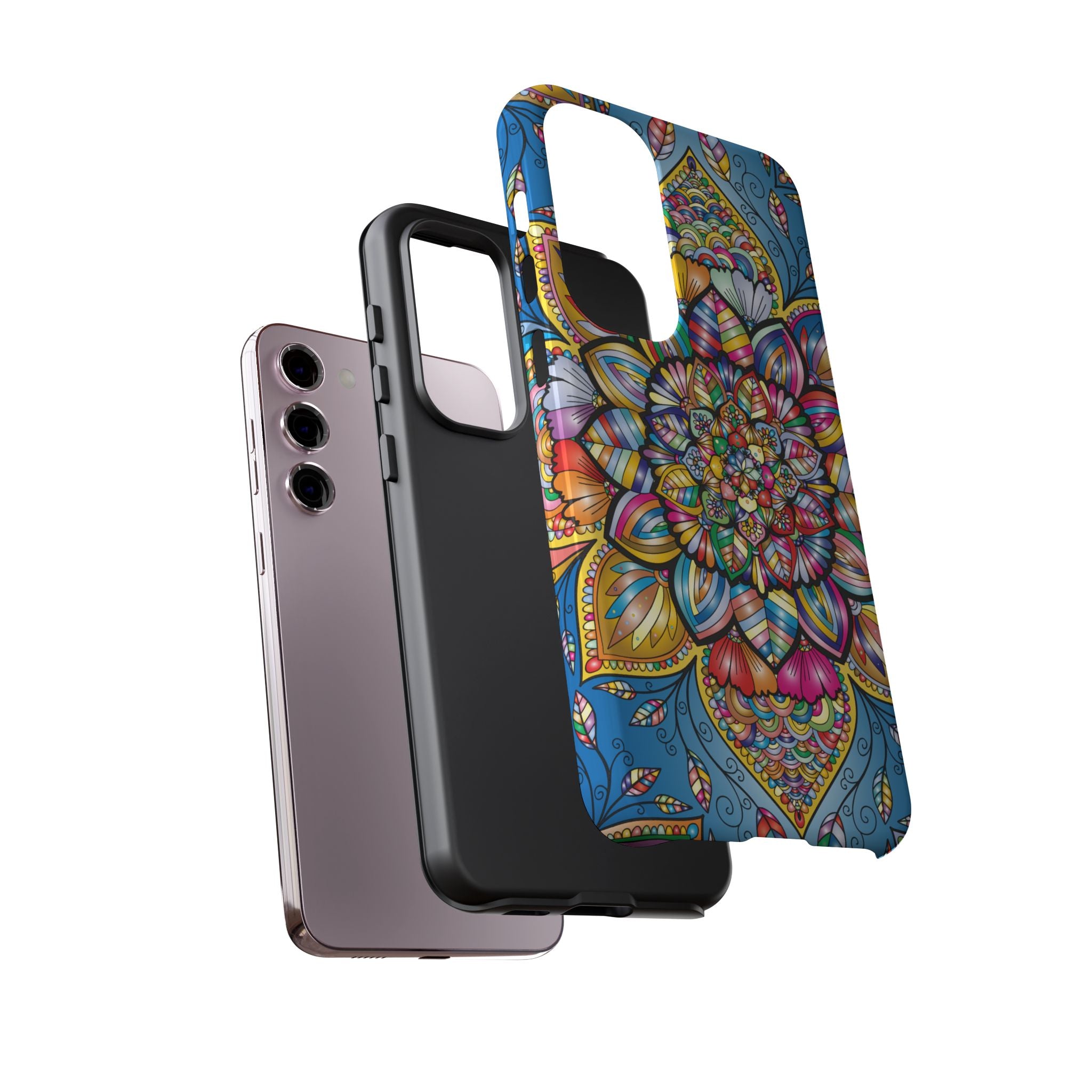 Vibrant Floral Phone Case, Tough Phone Cover, Colorful Mobile Accessory, Artistic Gift, Mandala Design, Everyday Use
