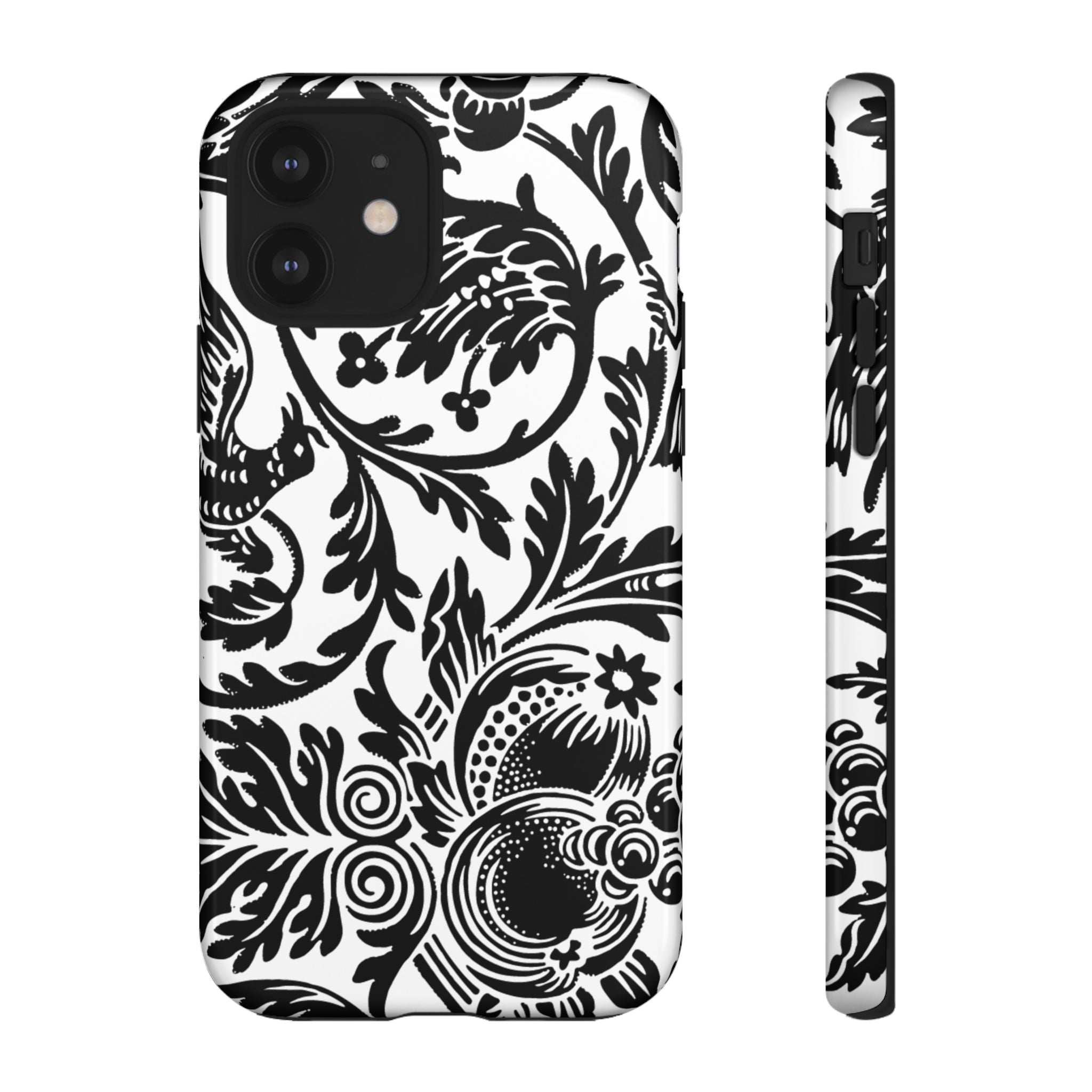 Elegant Black Floral Phone Case, Tough Cases, Stylish Phone Protection, Gift for Her, Floral Design, Trendy Accessories