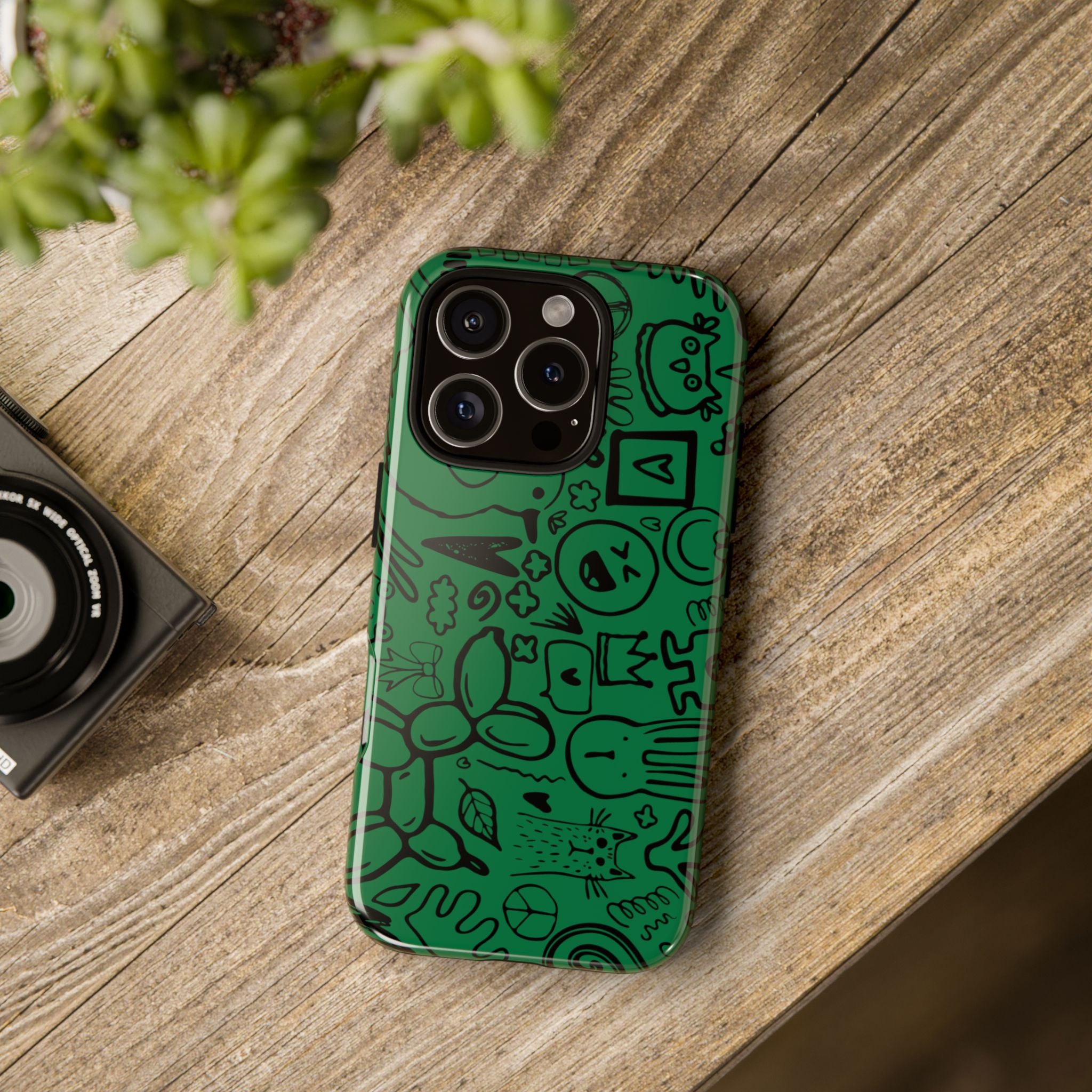 Playful Phone Case, Vibrant Green Tough Case, Quirky Graphic Design, Unique Gift for Kids, Fun Accessories, Christmas, Birthday
