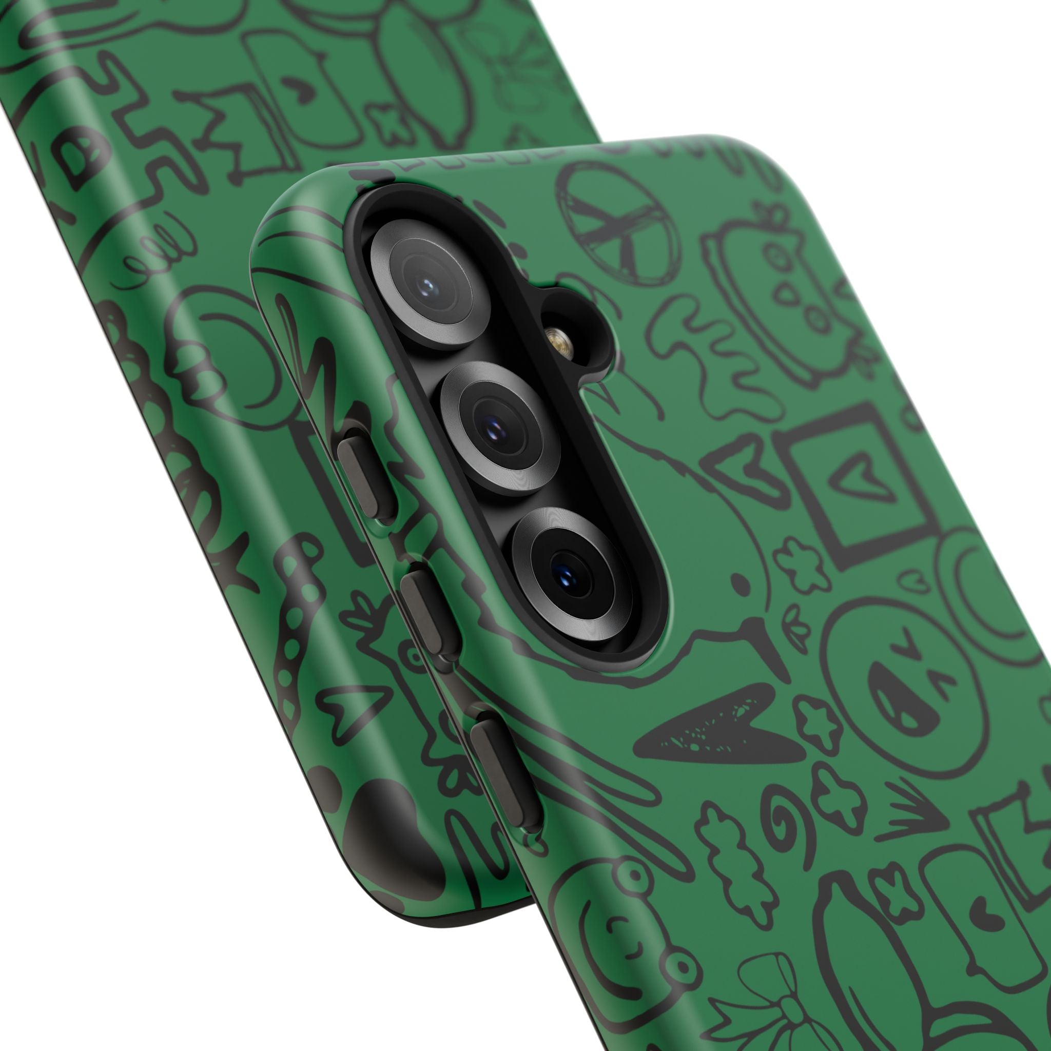 Playful Phone Case, Vibrant Green Tough Case, Quirky Graphic Design, Unique Gift for Kids, Fun Accessories, Christmas, Birthday