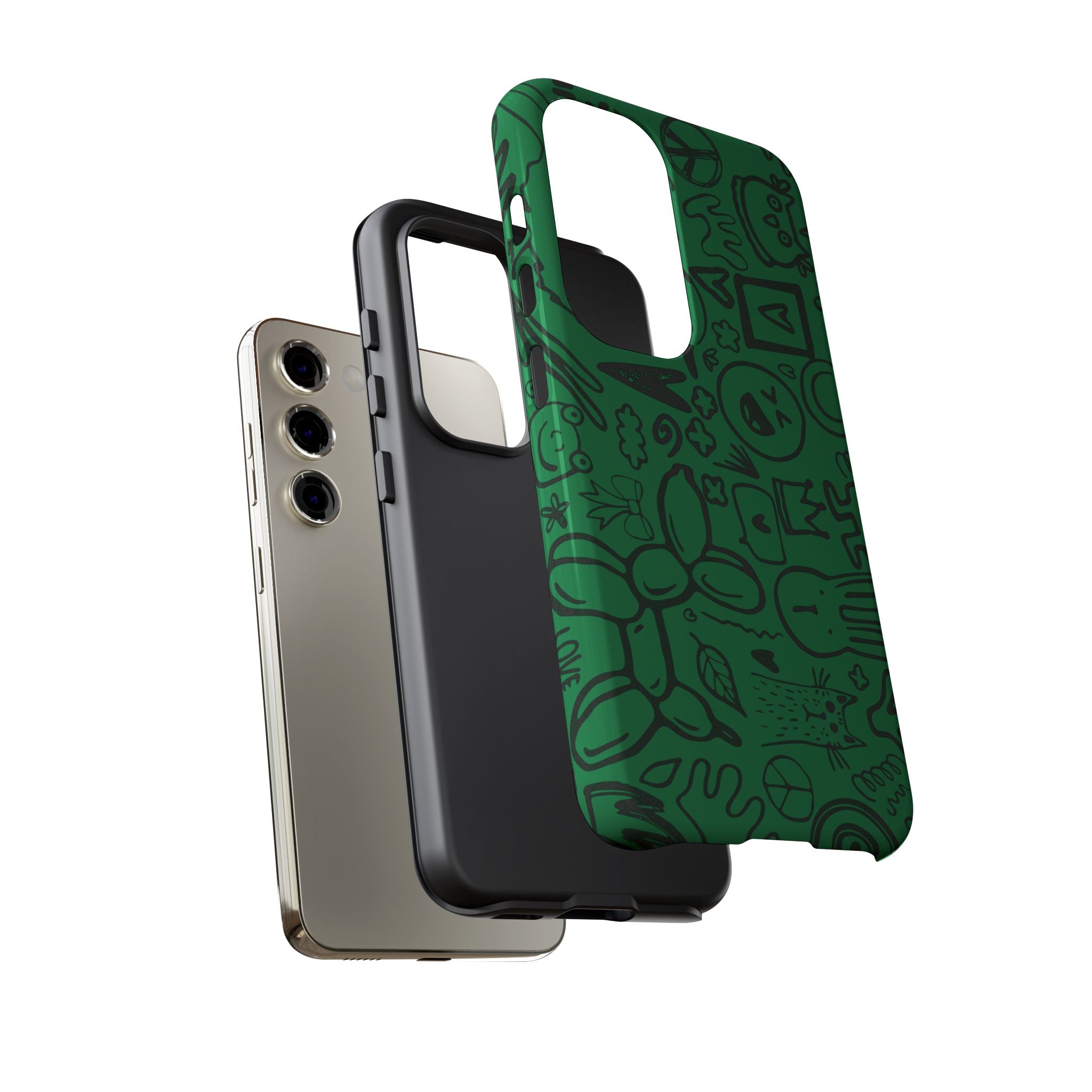 Playful Phone Case, Vibrant Green Tough Case, Quirky Graphic Design, Unique Gift for Kids, Fun Accessories, Christmas, Birthday