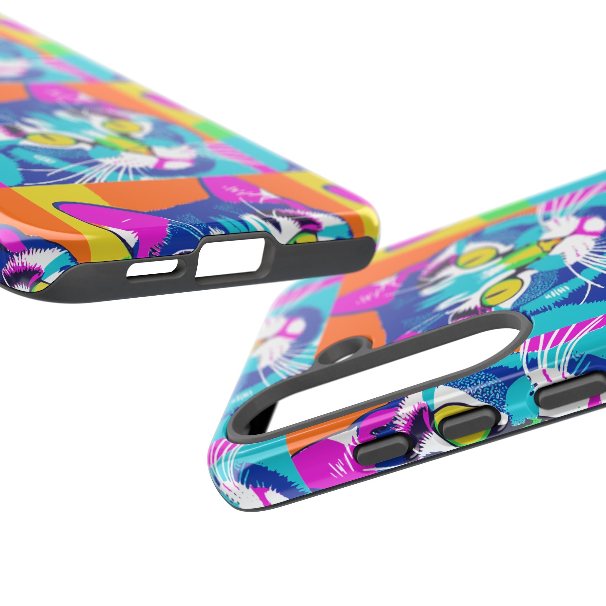 Colorful Cat Phone Case, Vibrant Animal Cover, Unique Pet Lover Gift, Fun Pop Art Style, Trendy Gadget Accessory