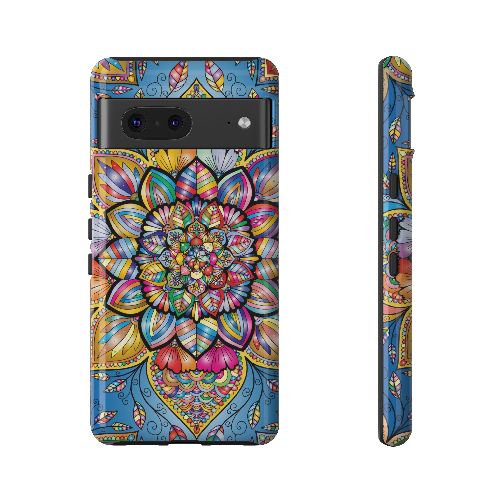 Vibrant Floral Phone Case, Tough Phone Cover, Colorful Mobile Accessory, Artistic Gift, Mandala Design, Everyday Use