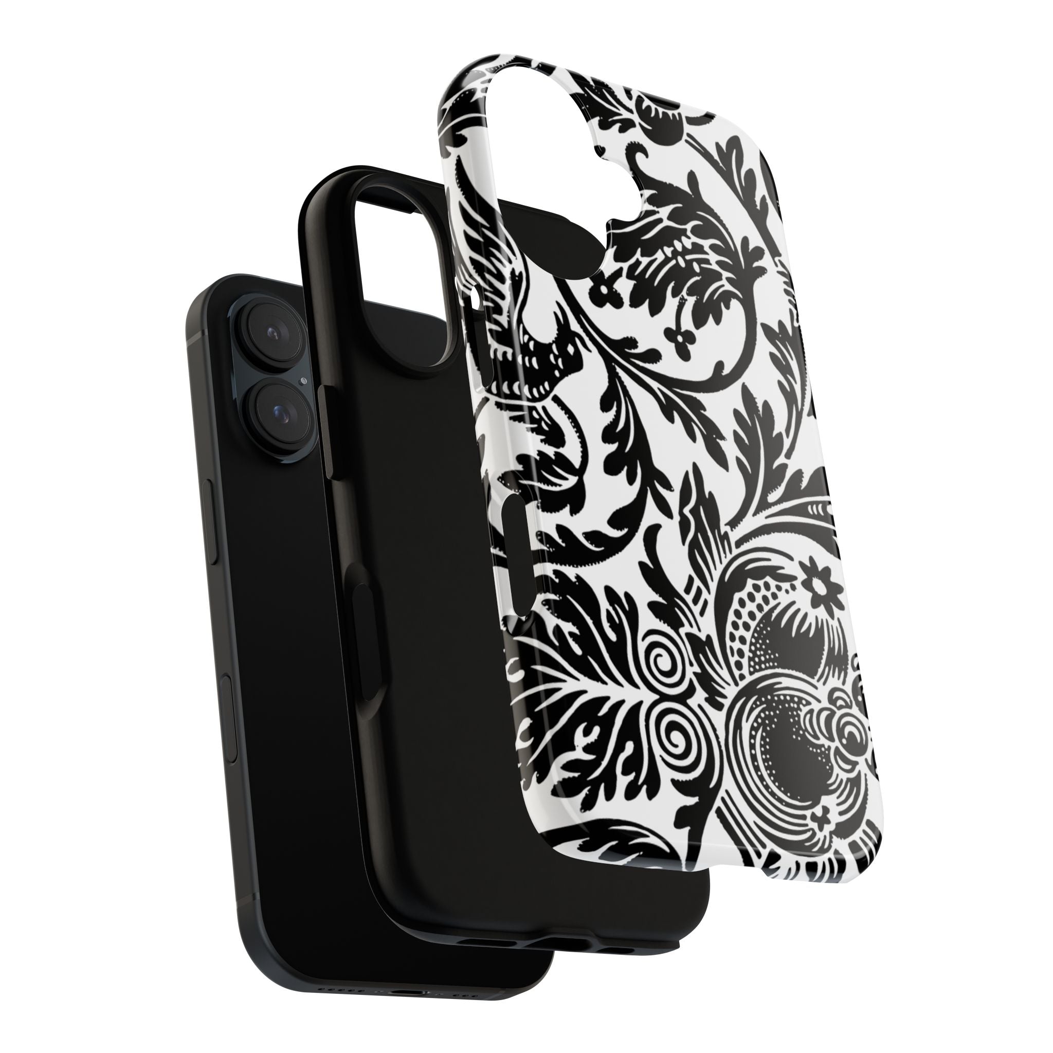 Elegant Black Floral Phone Case, Tough Cases, Stylish Phone Protection, Gift for Her, Floral Design, Trendy Accessories