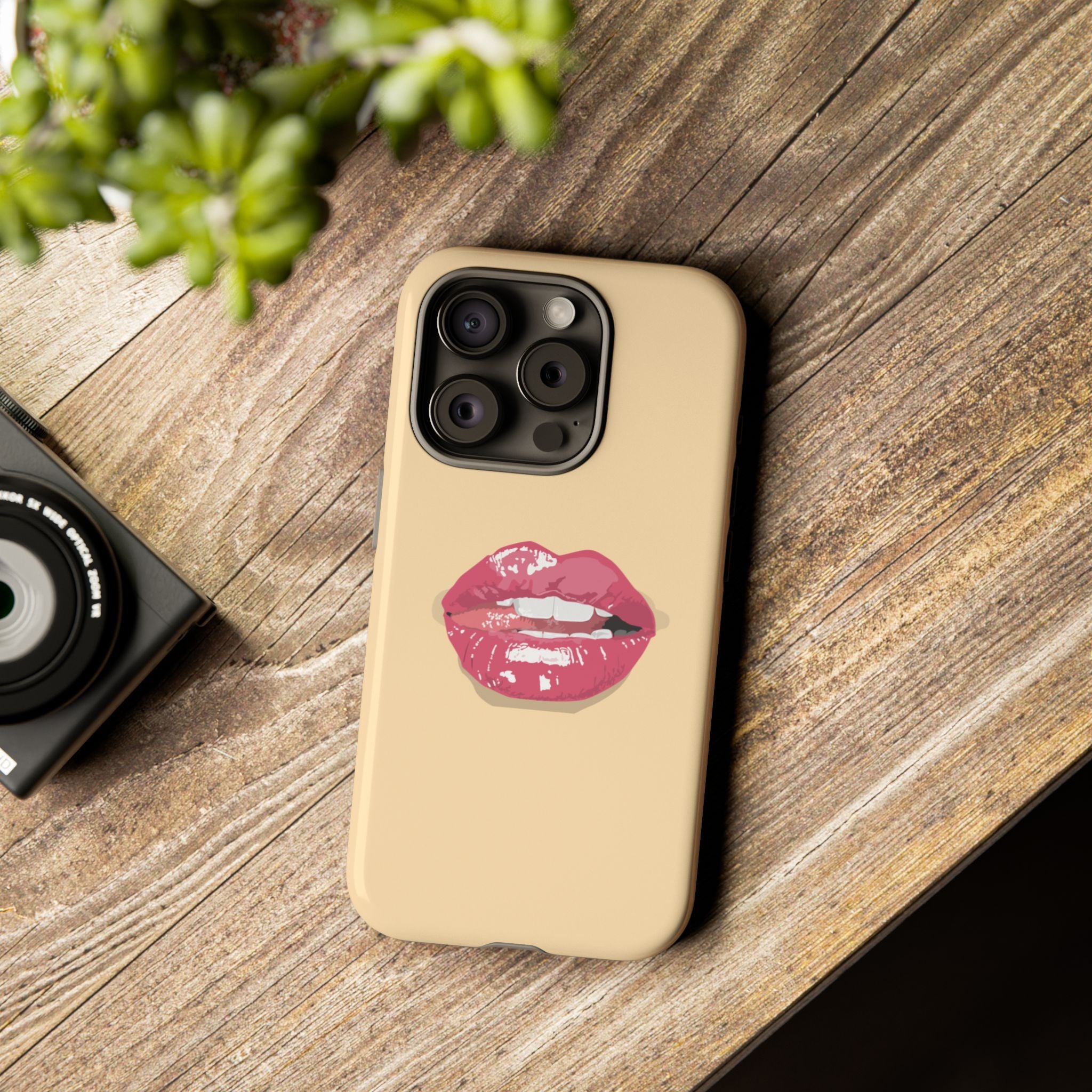 Stylish Phone Case with Lip Print, Trendy Mobile Cover, Fashion Accessory, Gift for Her, Cute Cell Phone Case