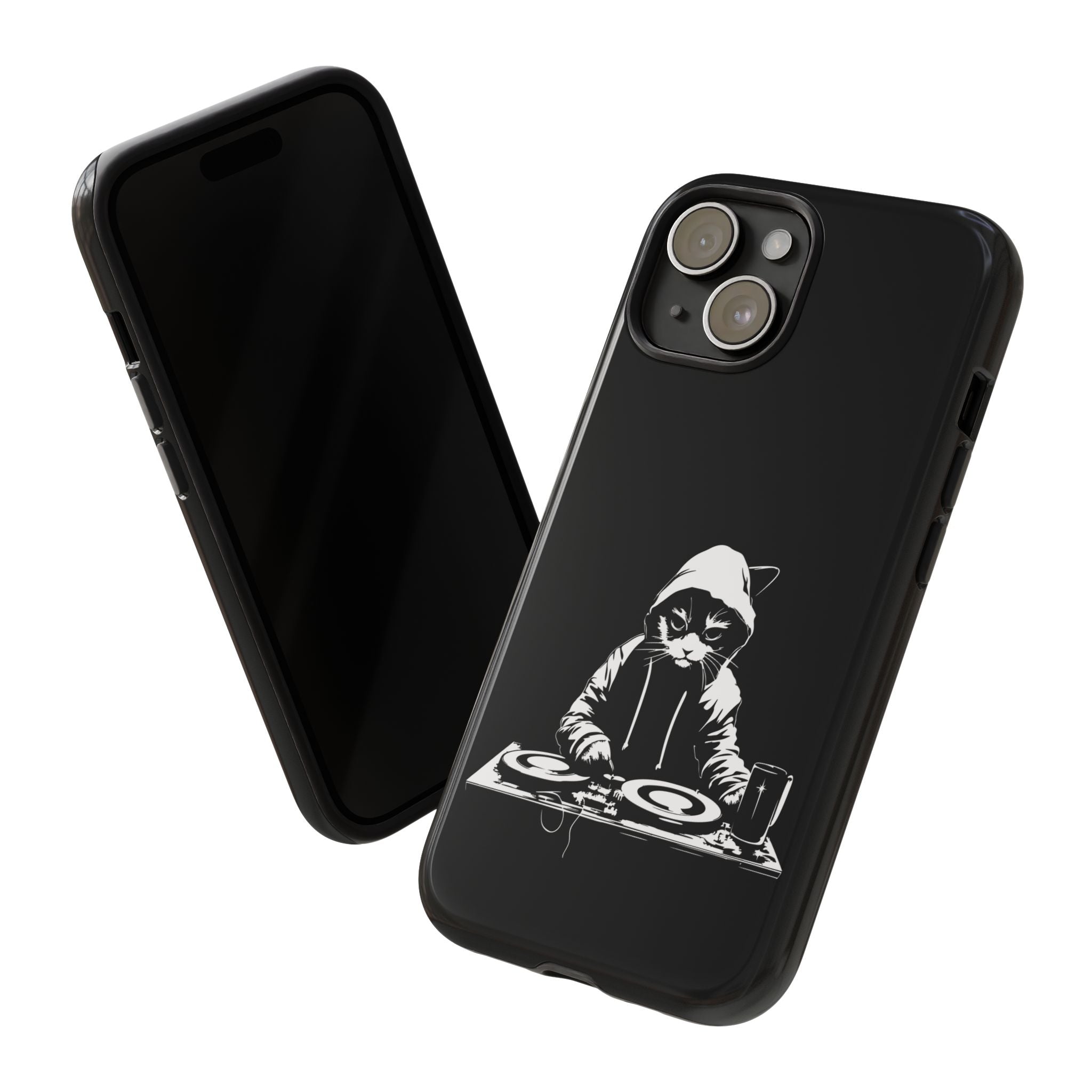 DJ Cat Phone Case, Tough Phone Cover, Pet Lover Gift, Music Enthusiast Accessory, Cute Cat Decor, Unique Case Design