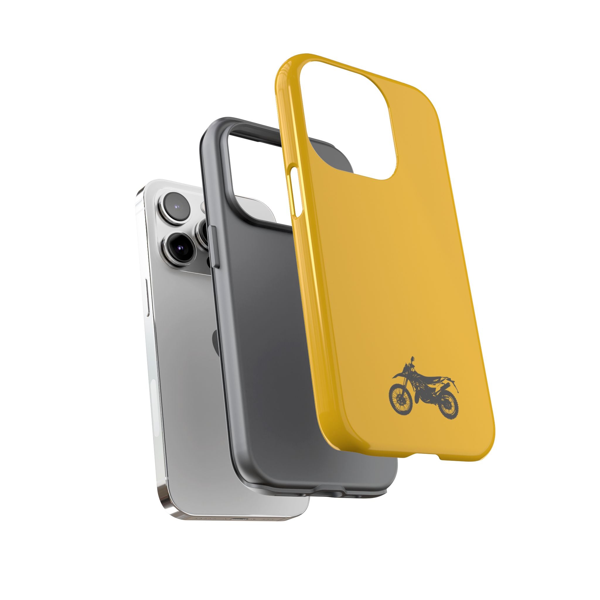 Motorcycle Phone Case, Tough Phone Cover, Gift for Bikers, Durable Tech Accessory, Yellow Motorcycle Design