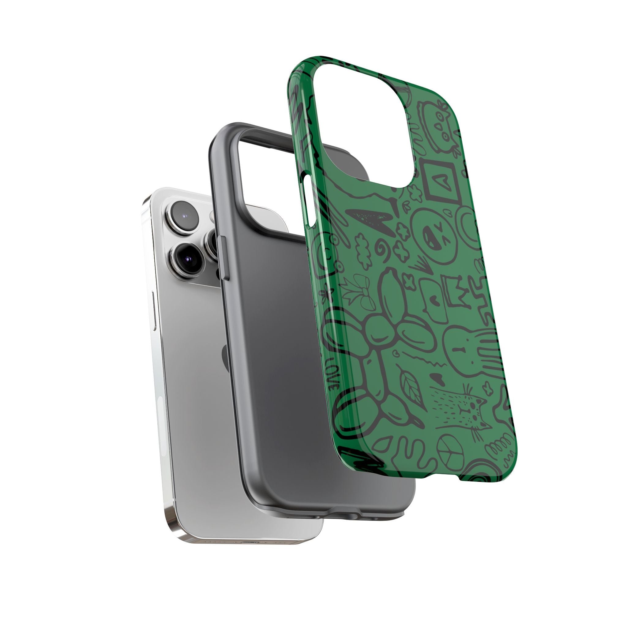 Playful Phone Case, Vibrant Green Tough Case, Quirky Graphic Design, Unique Gift for Kids, Fun Accessories, Christmas, Birthday