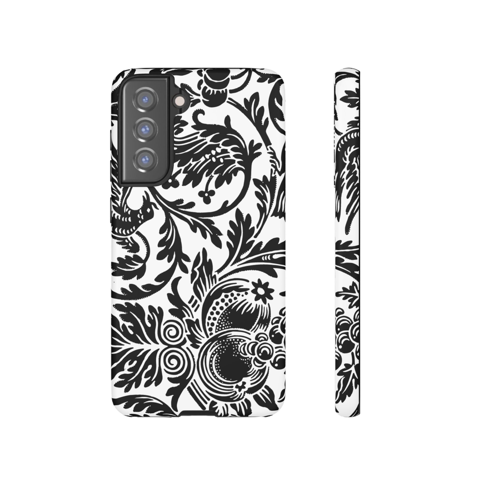Elegant Black Floral Phone Case, Tough Cases, Stylish Phone Protection, Gift for Her, Floral Design, Trendy Accessories
