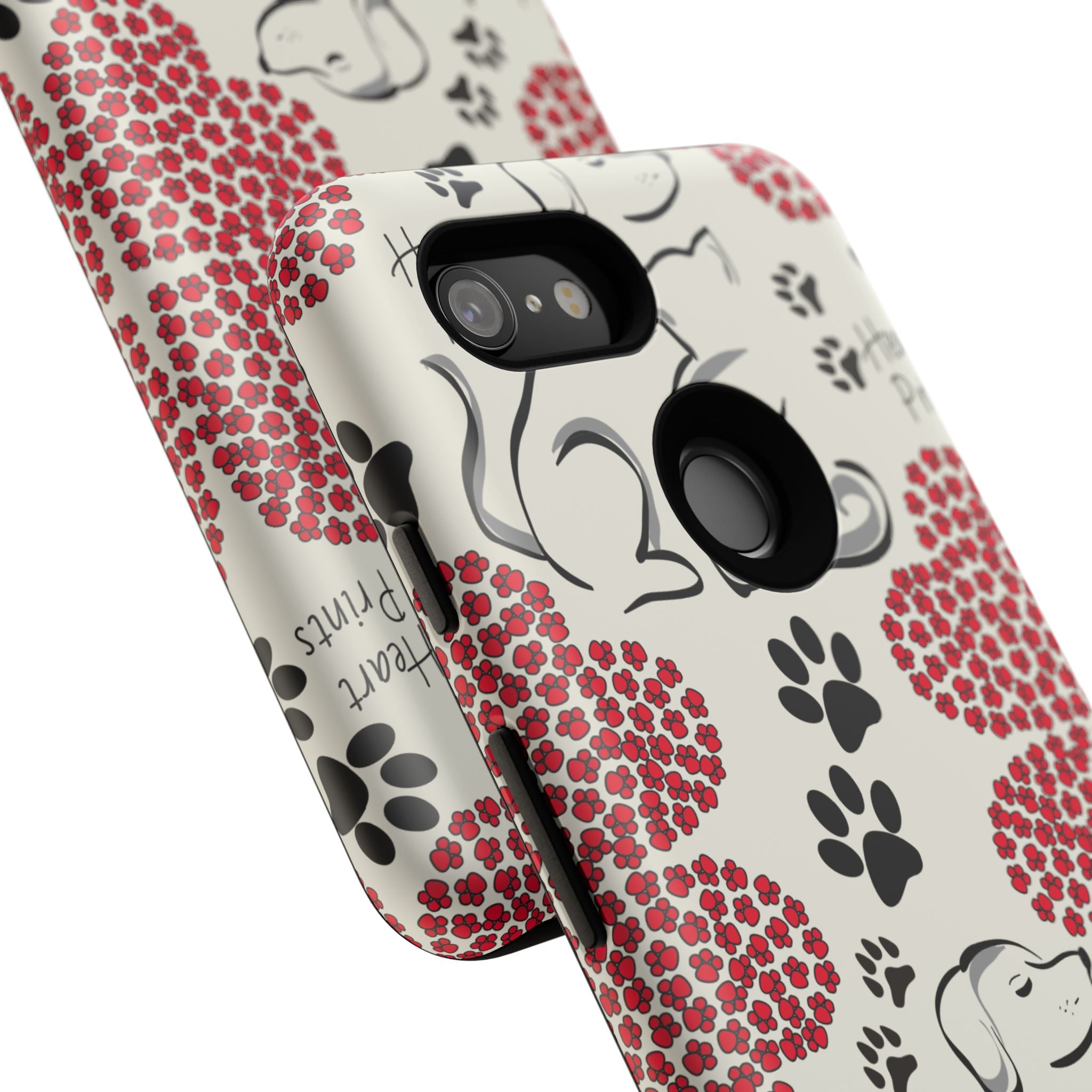 Stylish Phone Case with Heart Prints for Pet Lovers, Dog Lover Gift, Floral Pattern, Customizable Design, Cute Animal Accessories