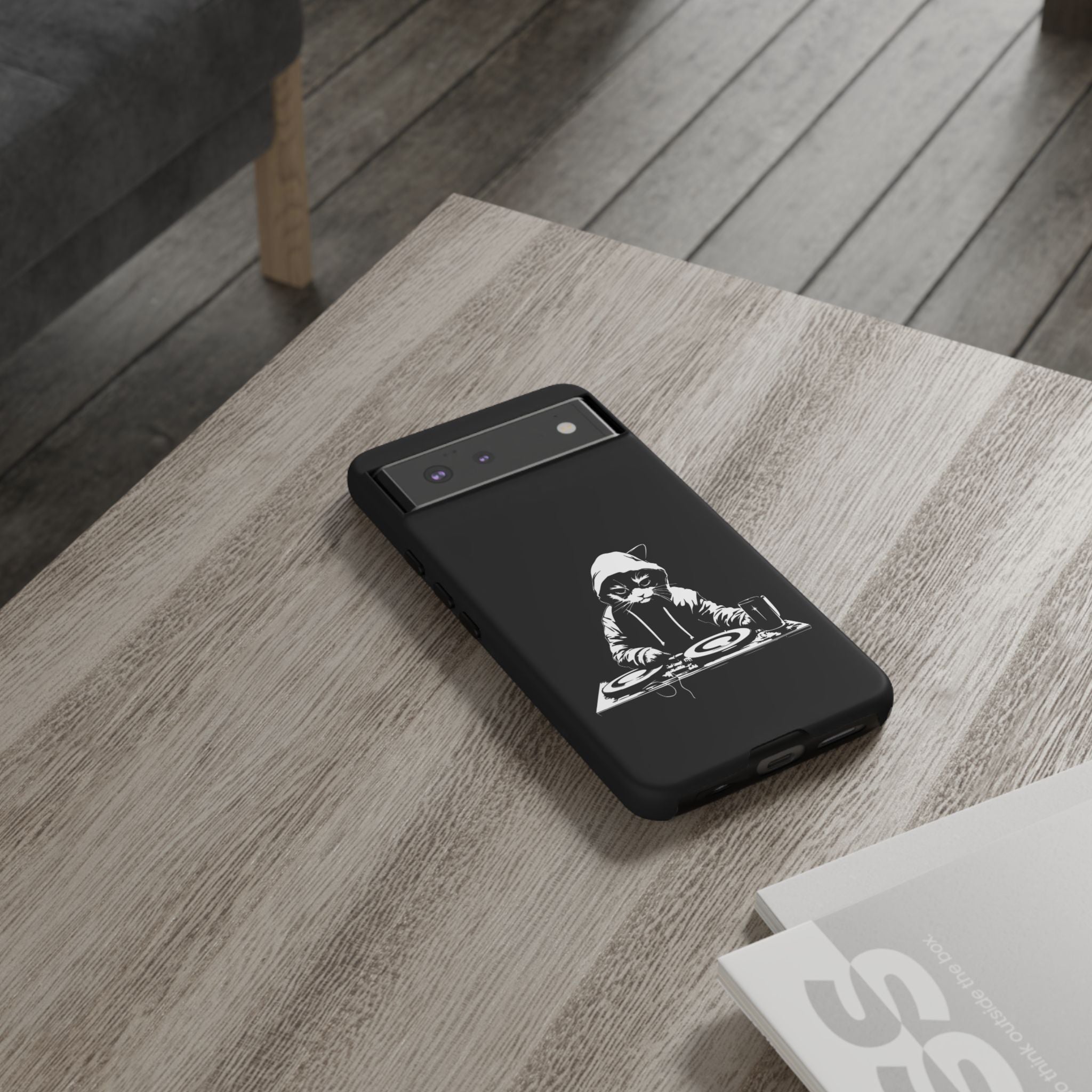 DJ Cat Phone Case, Tough Phone Cover, Pet Lover Gift, Music Enthusiast Accessory, Cute Cat Decor, Unique Case Design