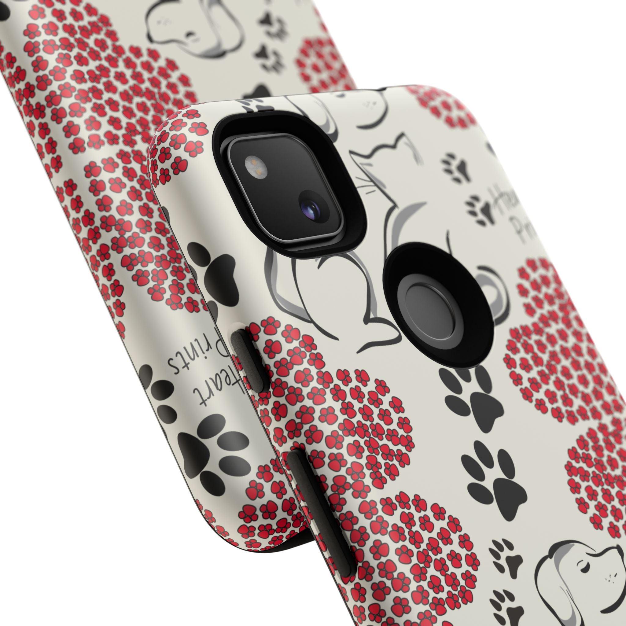 Stylish Phone Case with Heart Prints for Pet Lovers, Dog Lover Gift, Floral Pattern, Customizable Design, Cute Animal Accessories