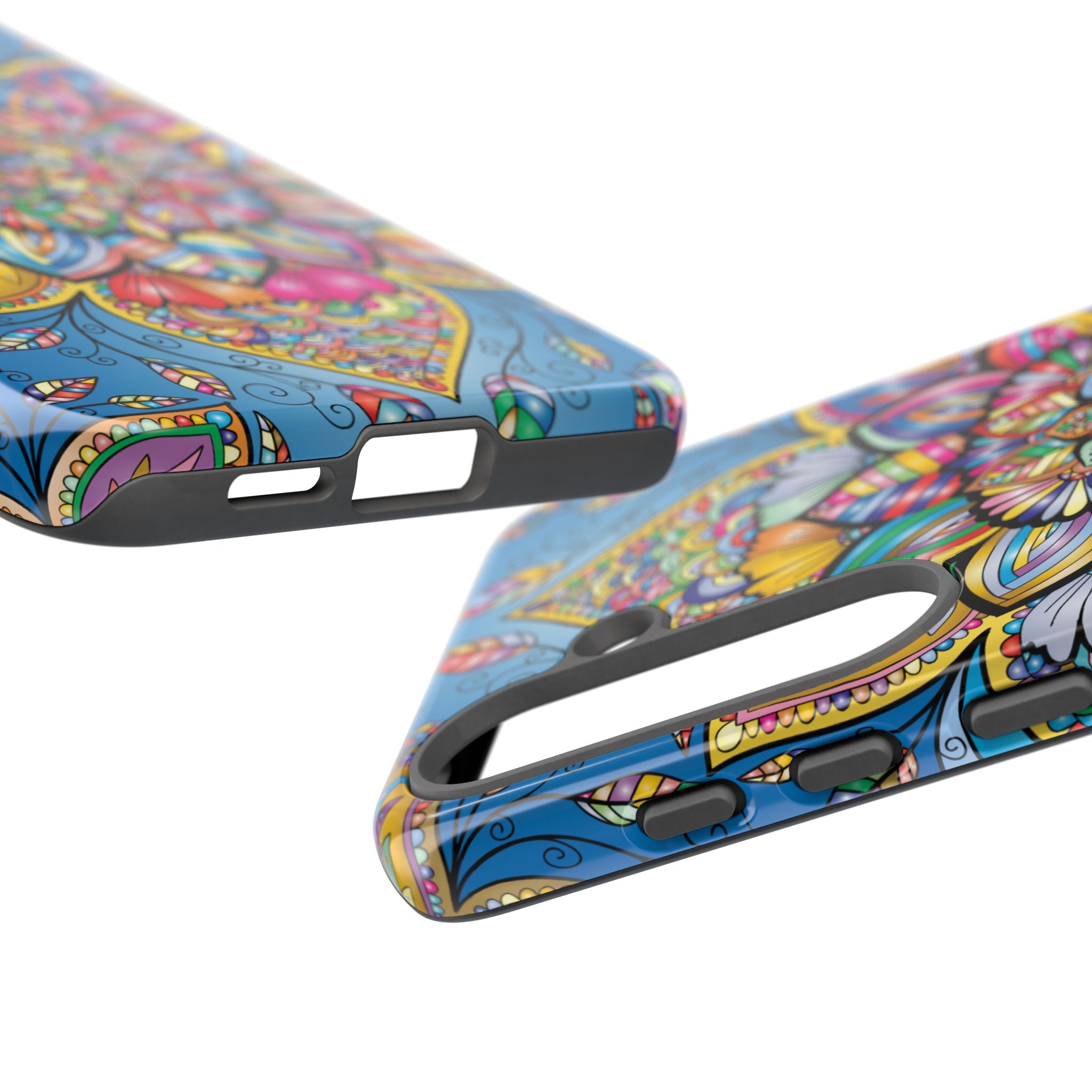 Vibrant Floral Phone Case, Tough Phone Cover, Colorful Mobile Accessory, Artistic Gift, Mandala Design, Everyday Use