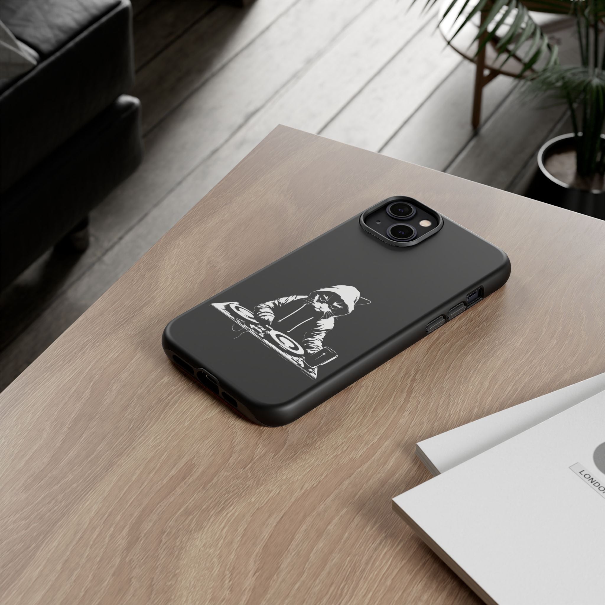 DJ Cat Phone Case, Tough Phone Cover, Pet Lover Gift, Music Enthusiast Accessory, Cute Cat Decor, Unique Case Design