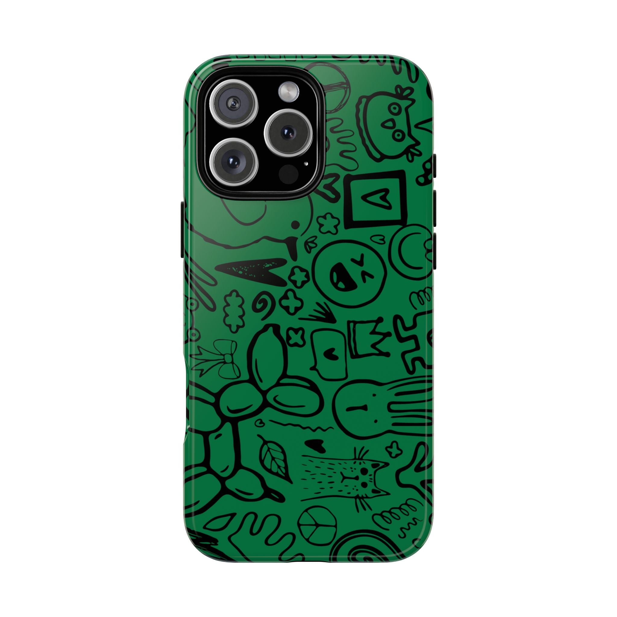 Playful Phone Case, Vibrant Green Tough Case, Quirky Graphic Design, Unique Gift for Kids, Fun Accessories, Christmas, Birthday