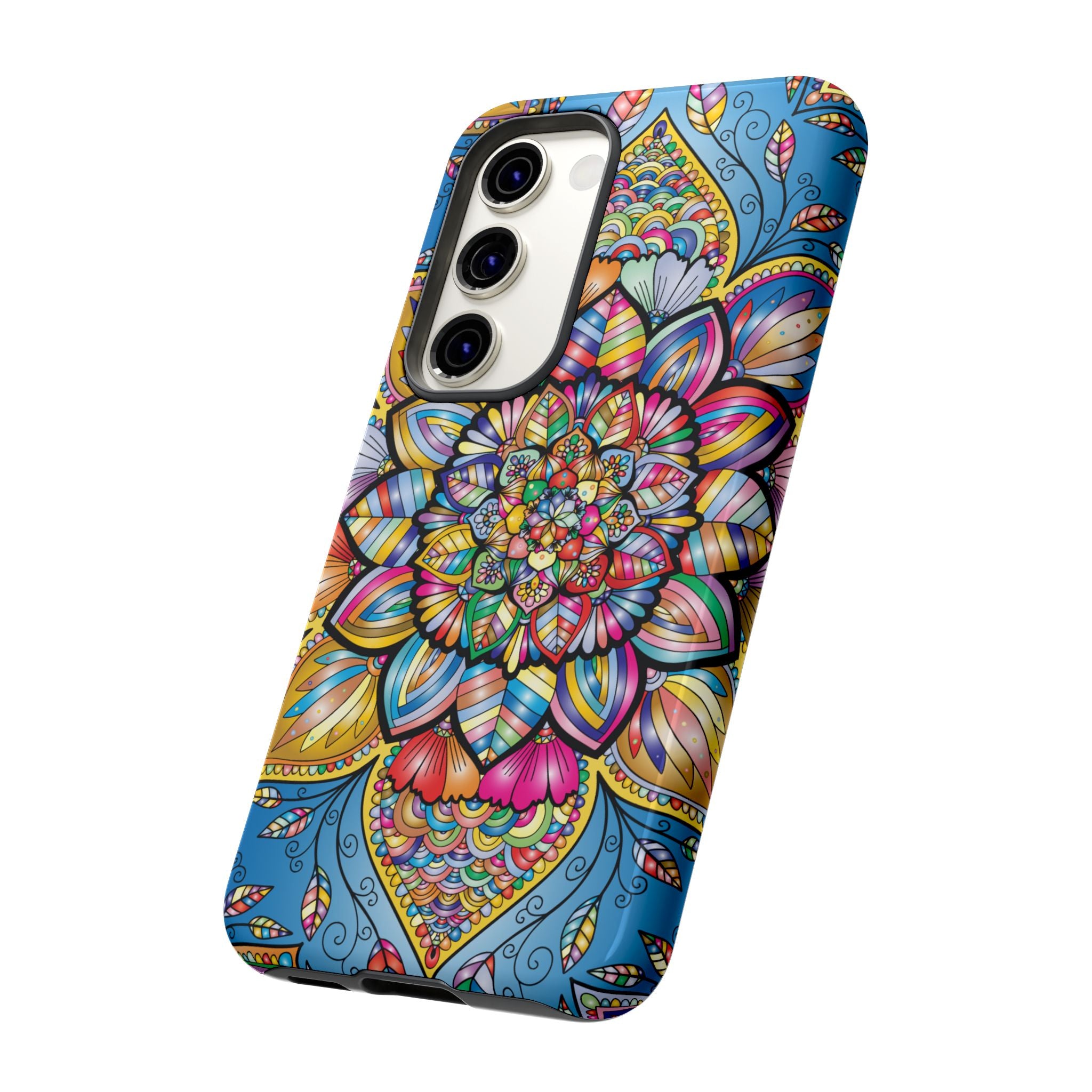 Vibrant Floral Phone Case, Tough Phone Cover, Colorful Mobile Accessory, Artistic Gift, Mandala Design, Everyday Use