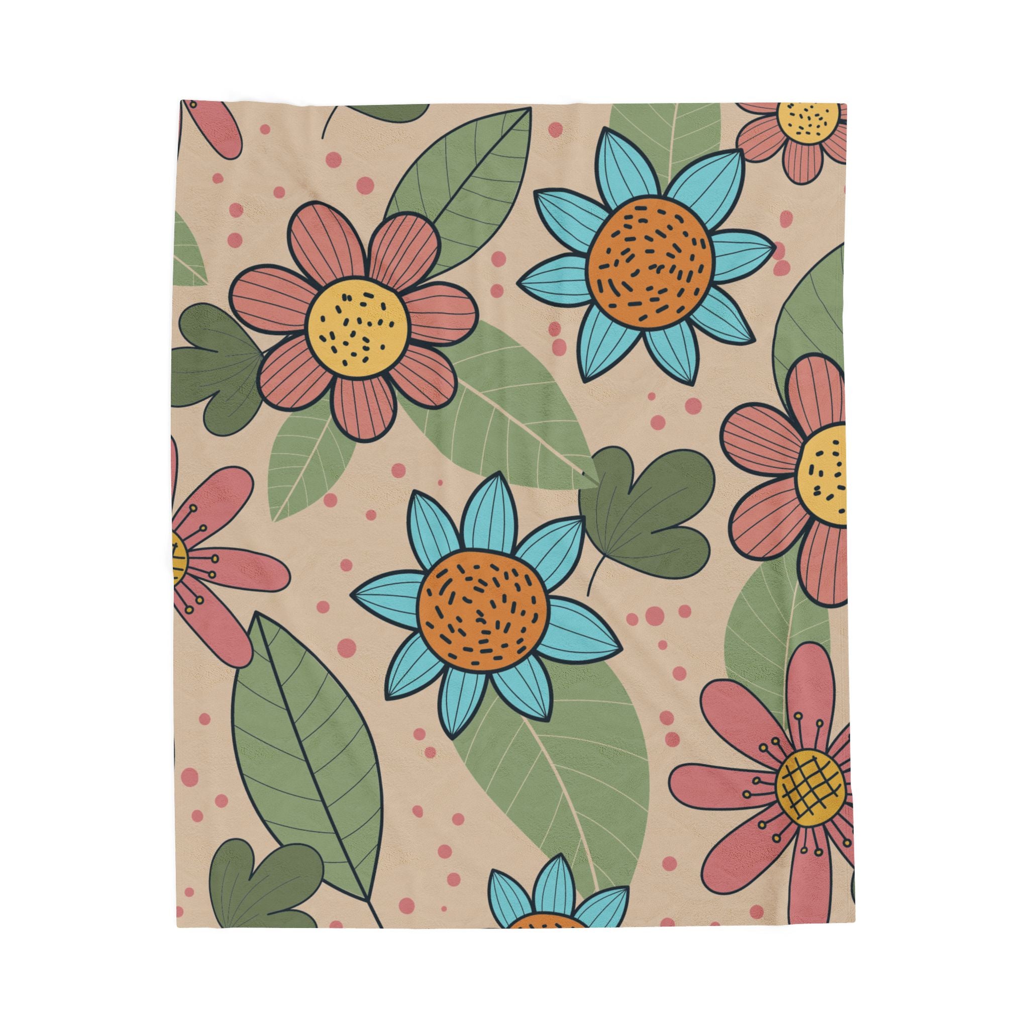 Cozy Floral Velveteen Blanket, Soft Throw Blanket for Home Decor, Perfect Gift for Relaxation, Boho Style, Ideal for All Seasons