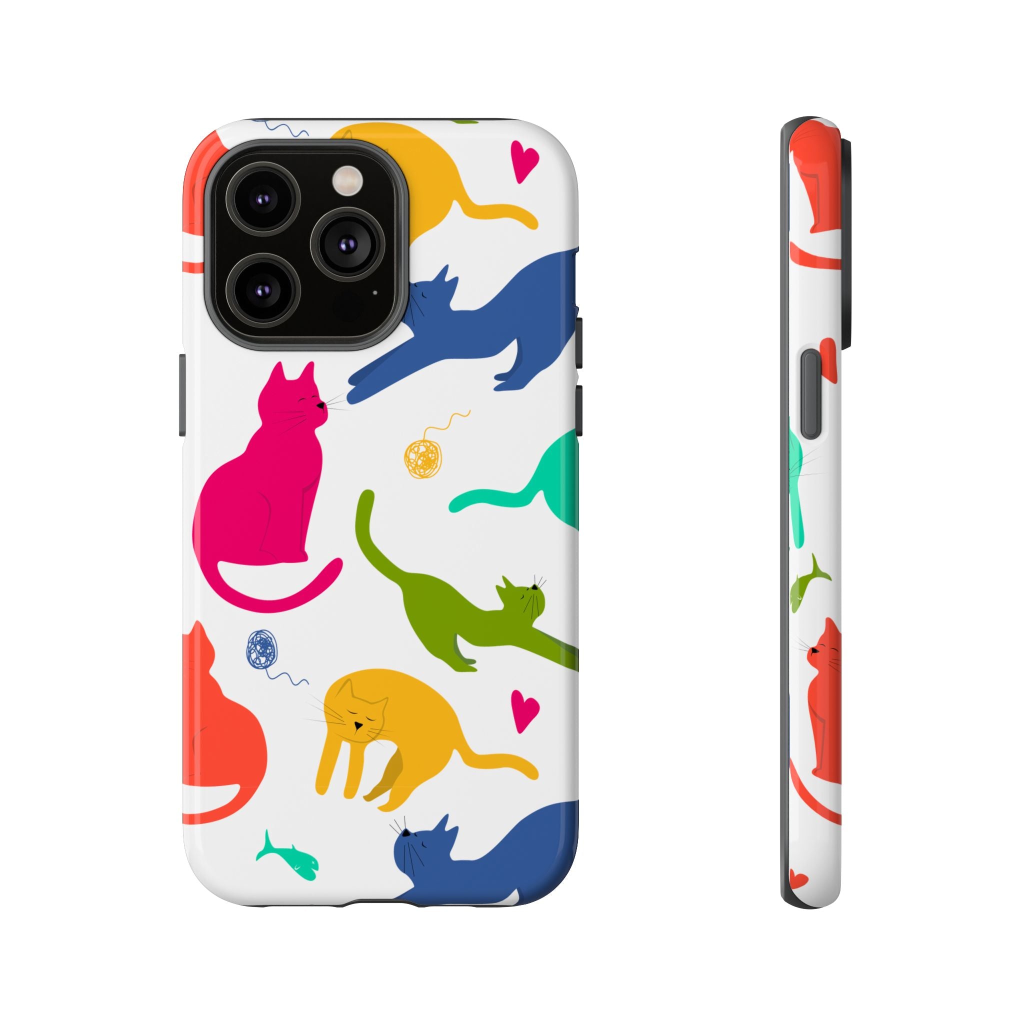 Colorful Cat Phone Case, Fun Pet Lover Gift, Tough Phone Cover, Cute Cat Accessories, Animal Theme Decor