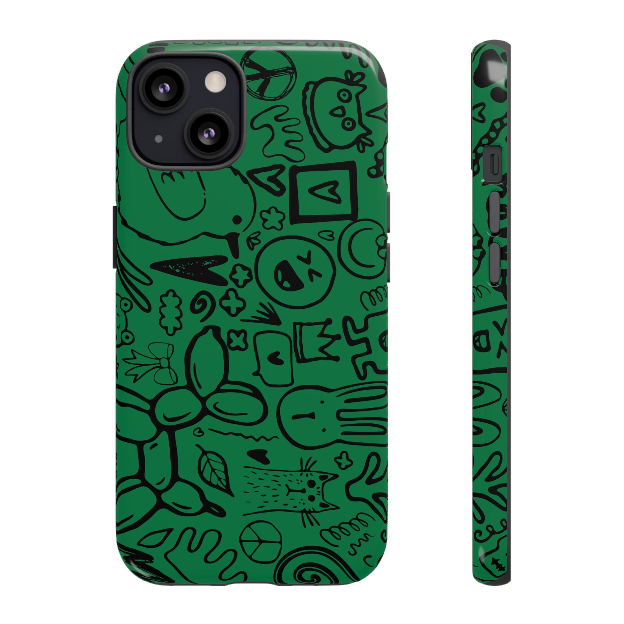 Playful Phone Case, Vibrant Green Tough Case, Quirky Graphic Design, Unique Gift for Kids, Fun Accessories, Christmas, Birthday