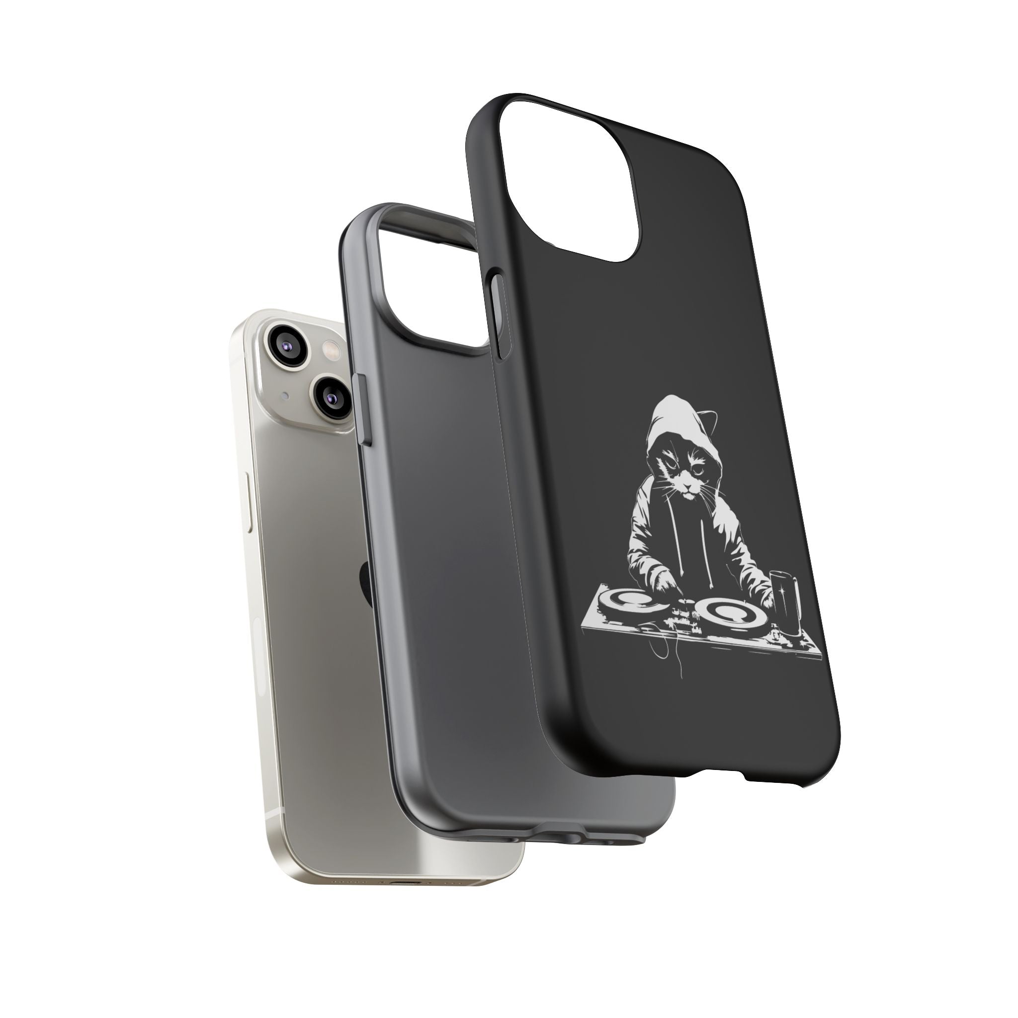 DJ Cat Phone Case, Tough Phone Cover, Pet Lover Gift, Music Enthusiast Accessory, Cute Cat Decor, Unique Case Design